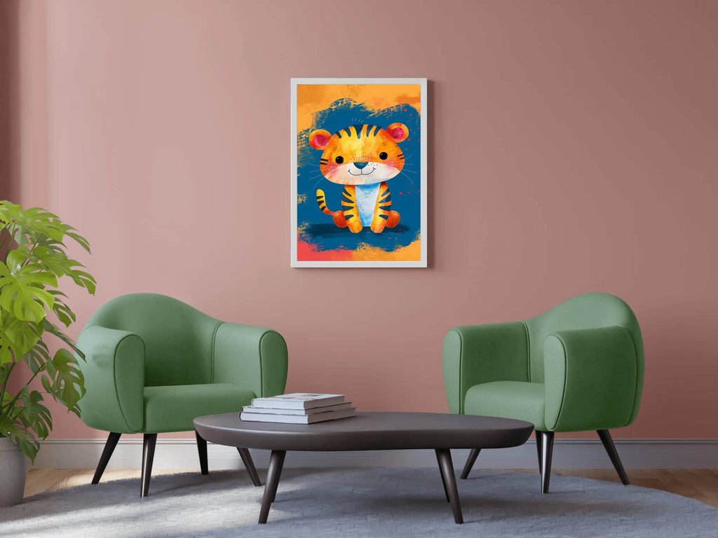 Cute Watercolor Baby Tiger Cartoon Painting - beink online art store