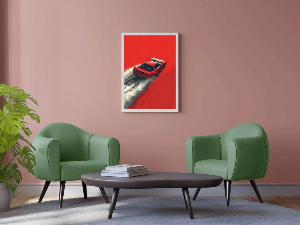 Red Sports Car & Red Background Wall Art - beink online art store