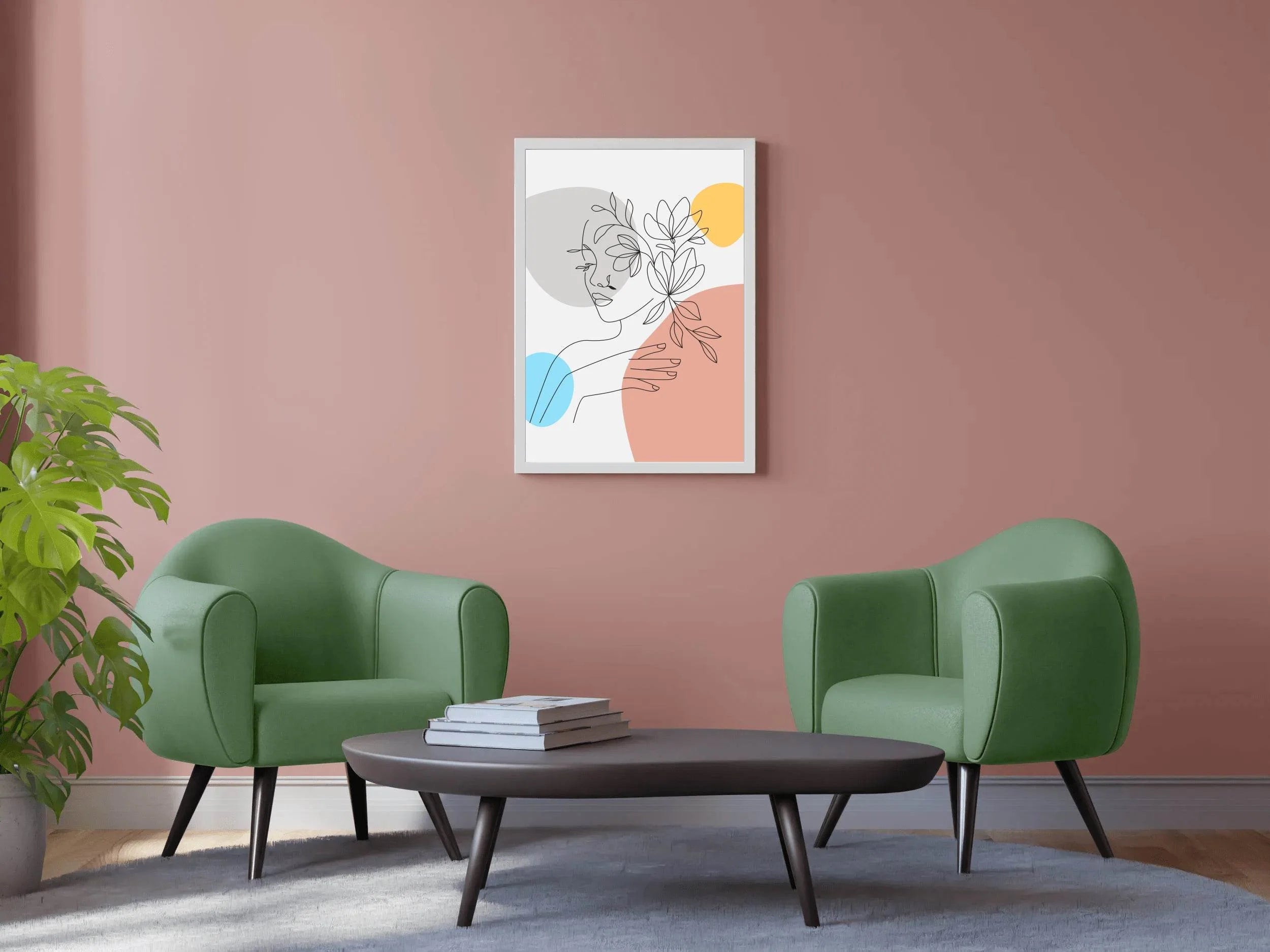 Woman Face and Elegant Flowers Wall Art - beink online art store