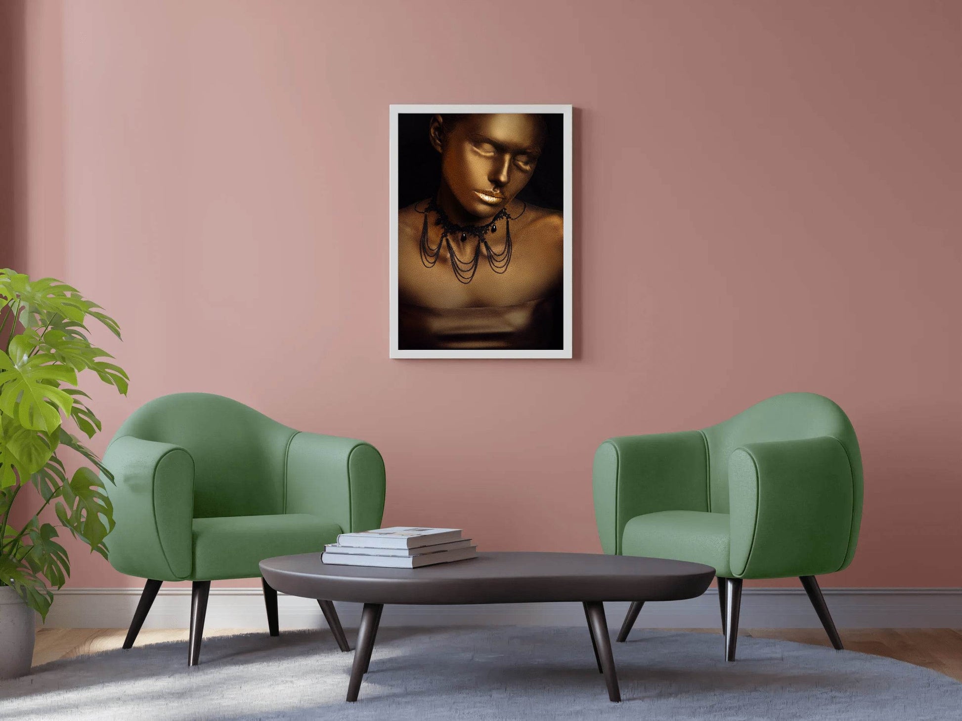 Golden Bust Of a Sleeping Person Wall Art - beink online art store