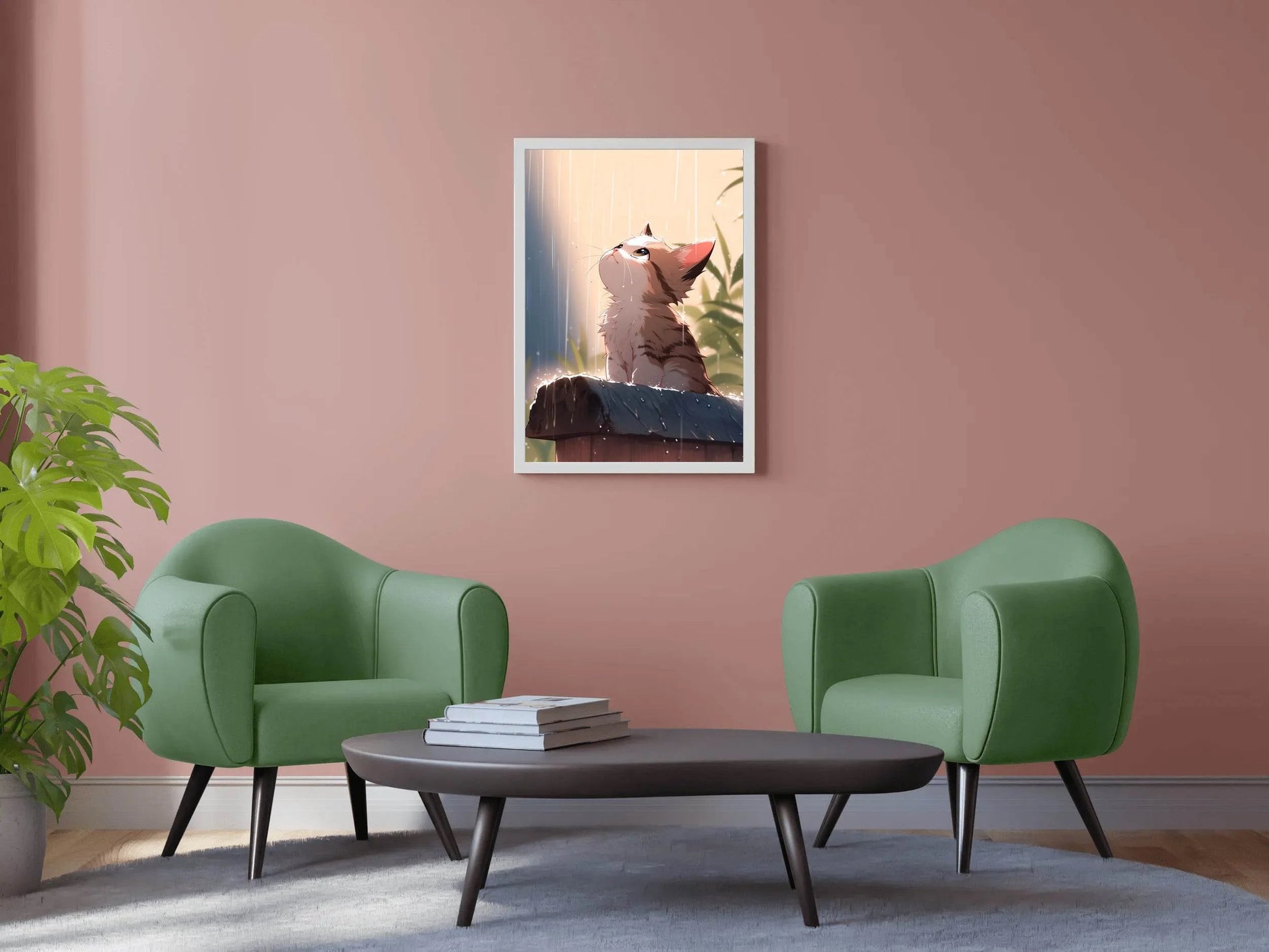 Rainy Weather Cats Anime Wall Art - beink online art store
