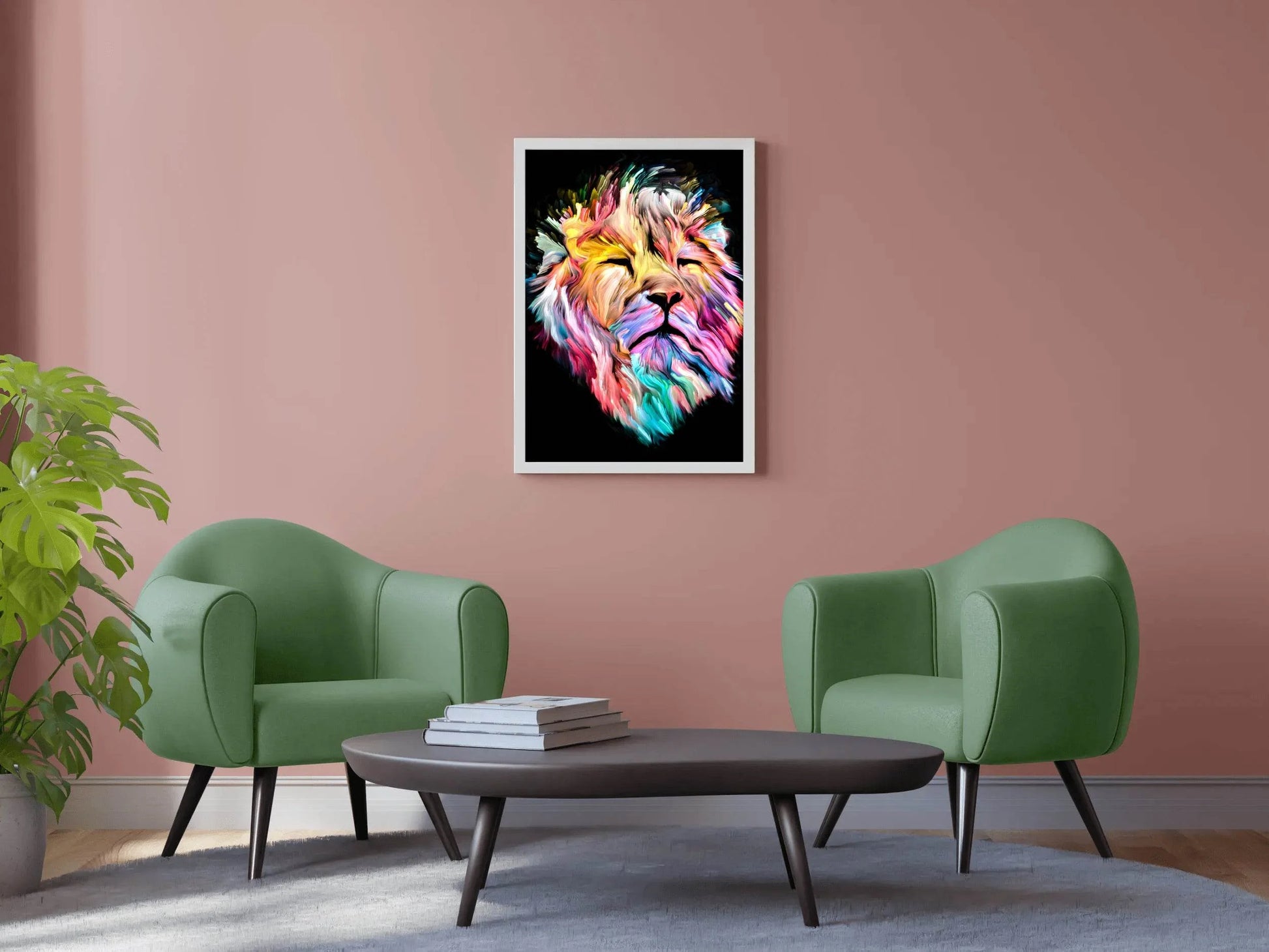 Multicolor Lion Face Illustration Wall Art - beink online art store