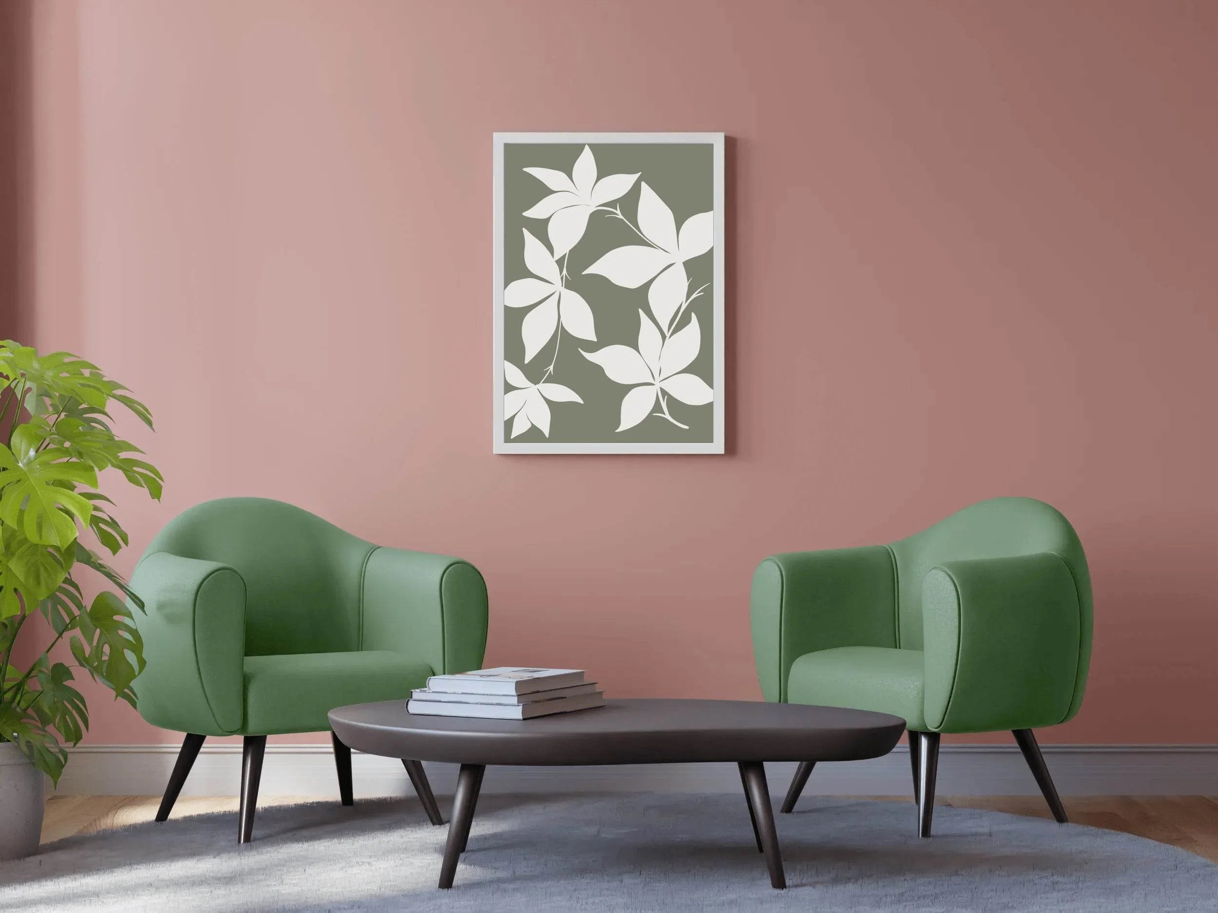 White Blossoms Silhouettes of Flowers ArtWork - beink online art store