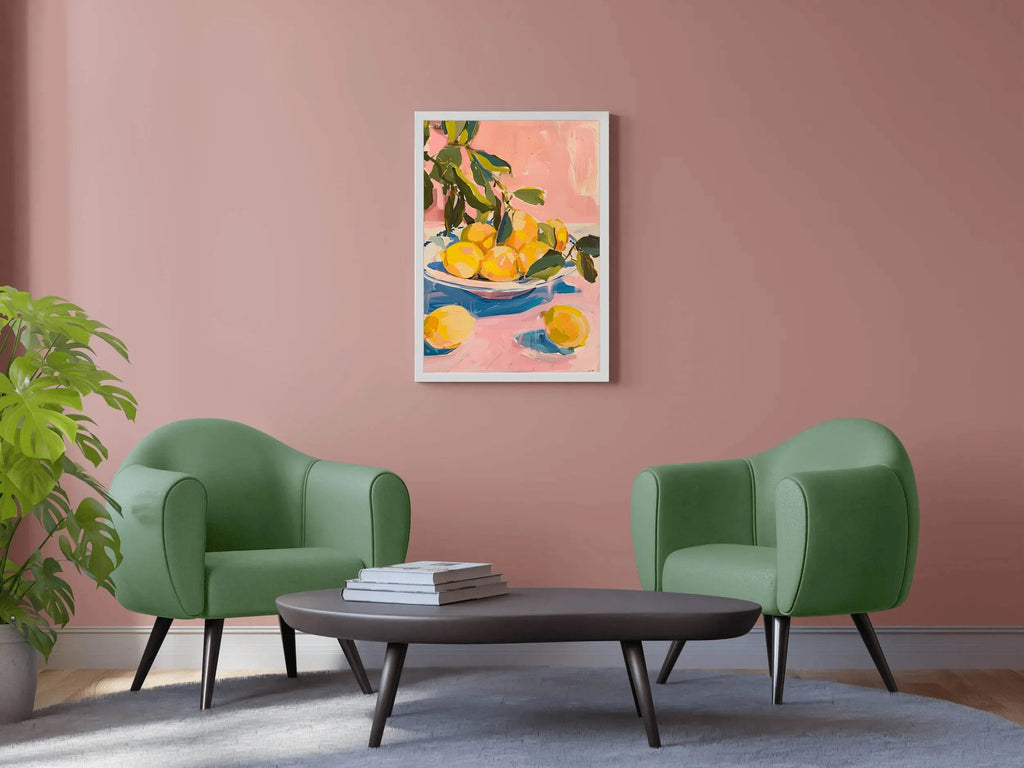 Freshly Picked Lemons on a Plate Wall Art - beink online art store