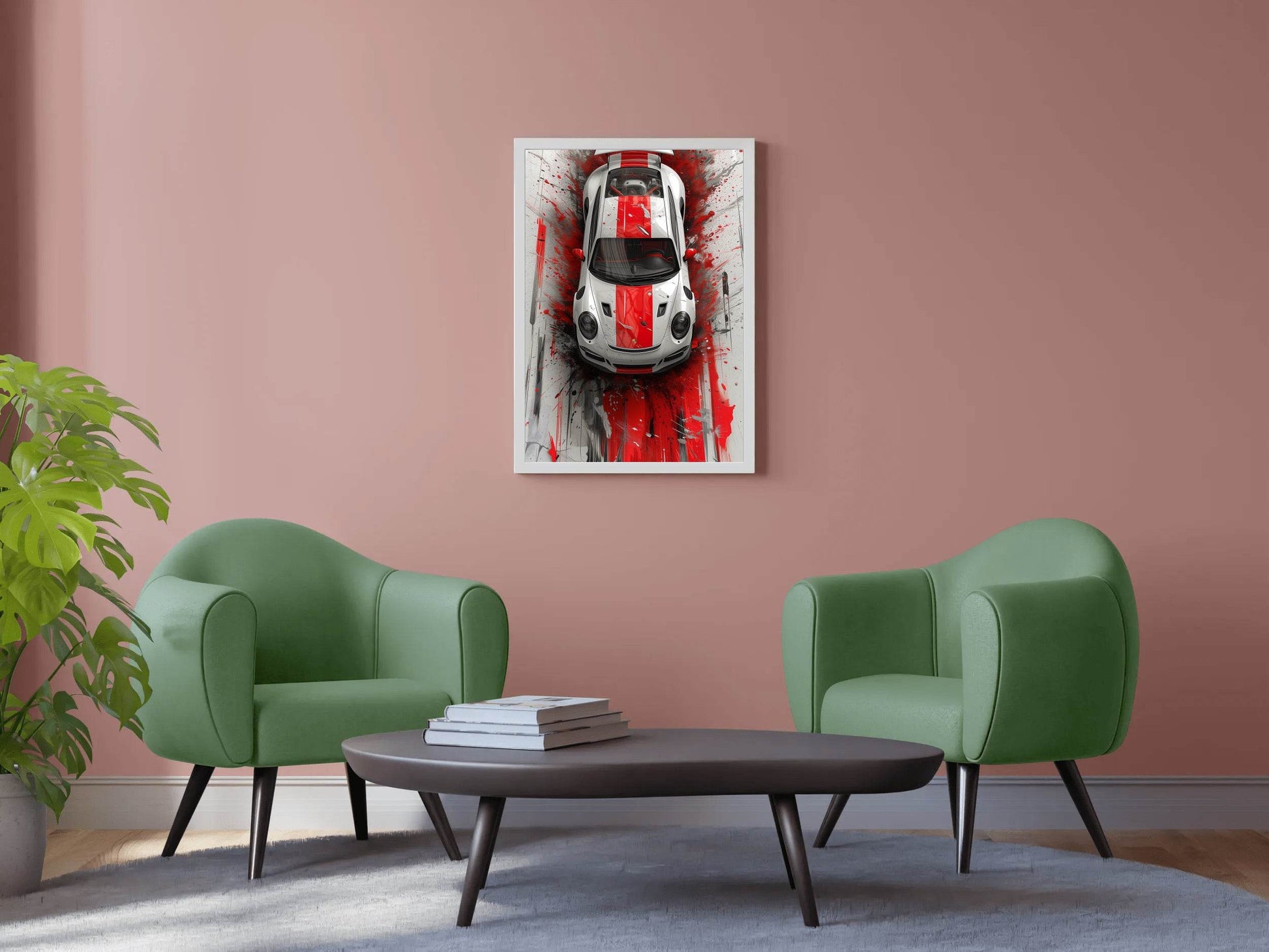 Porsche Cayman Red Line Wall Art - beink online art store