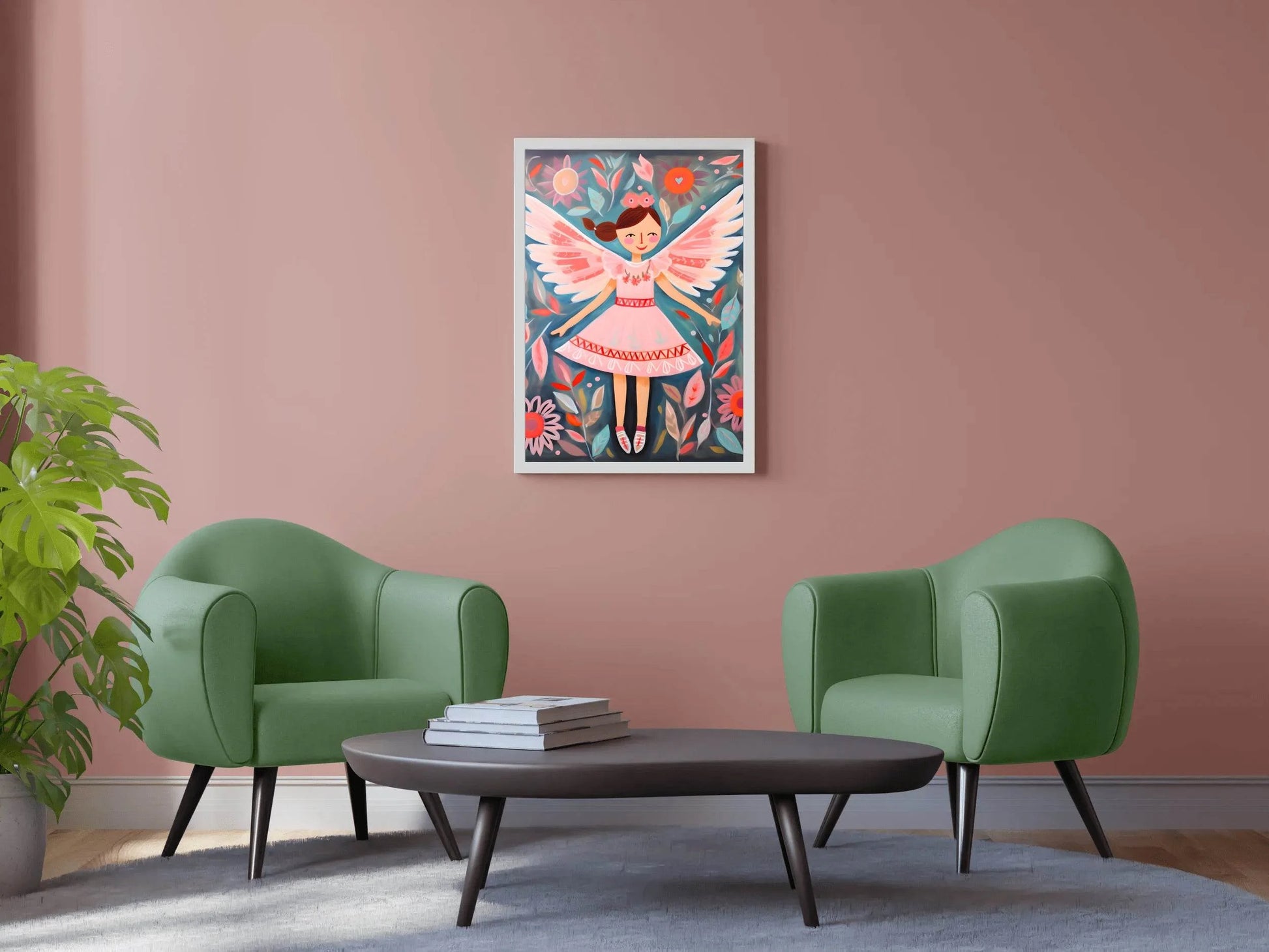 Watercolor Illustration of Dancing Girl In Pink Dress - beink online art store