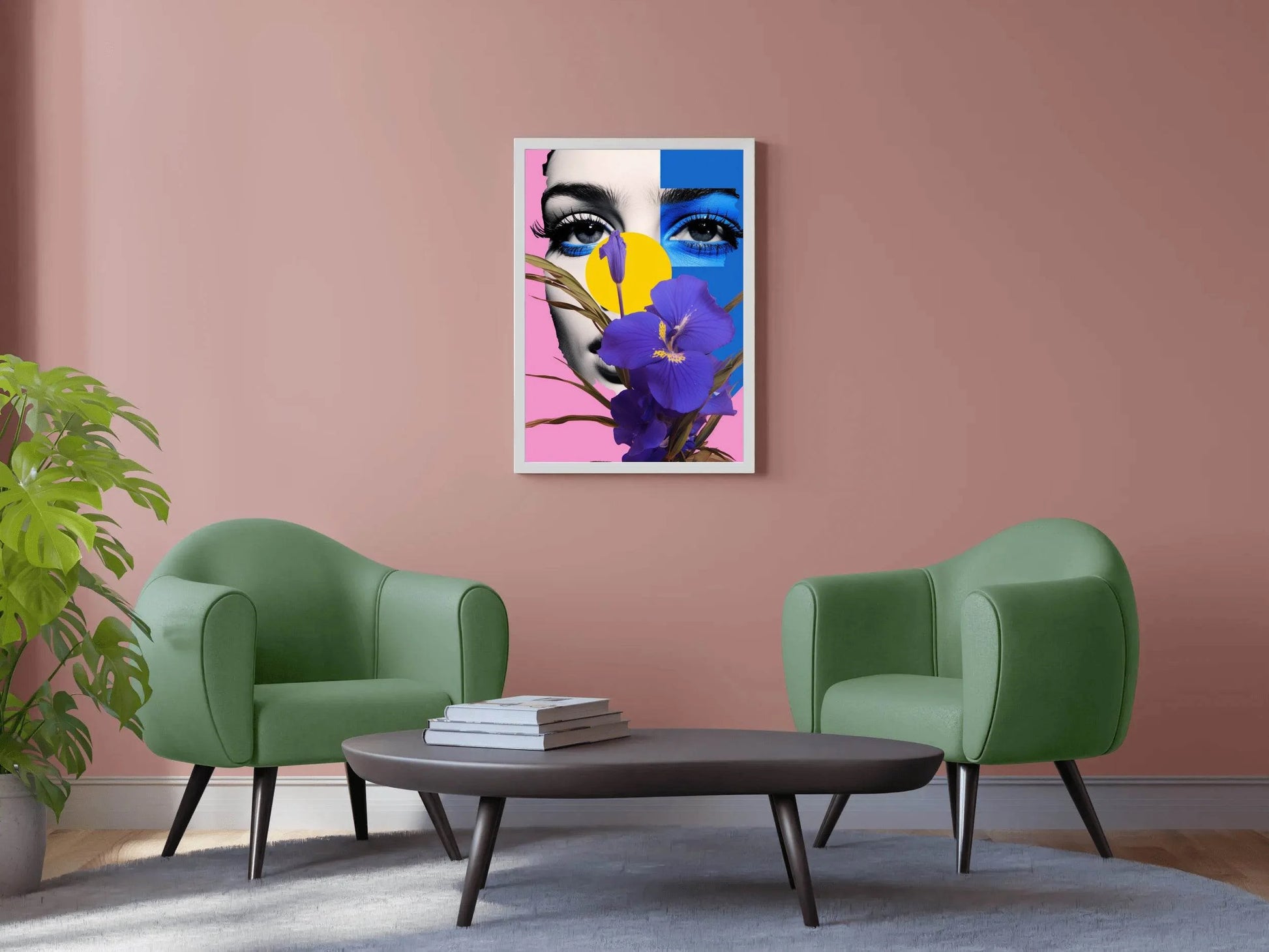 Modern Girl With Flowers Abstract Wall Art - beink online art store