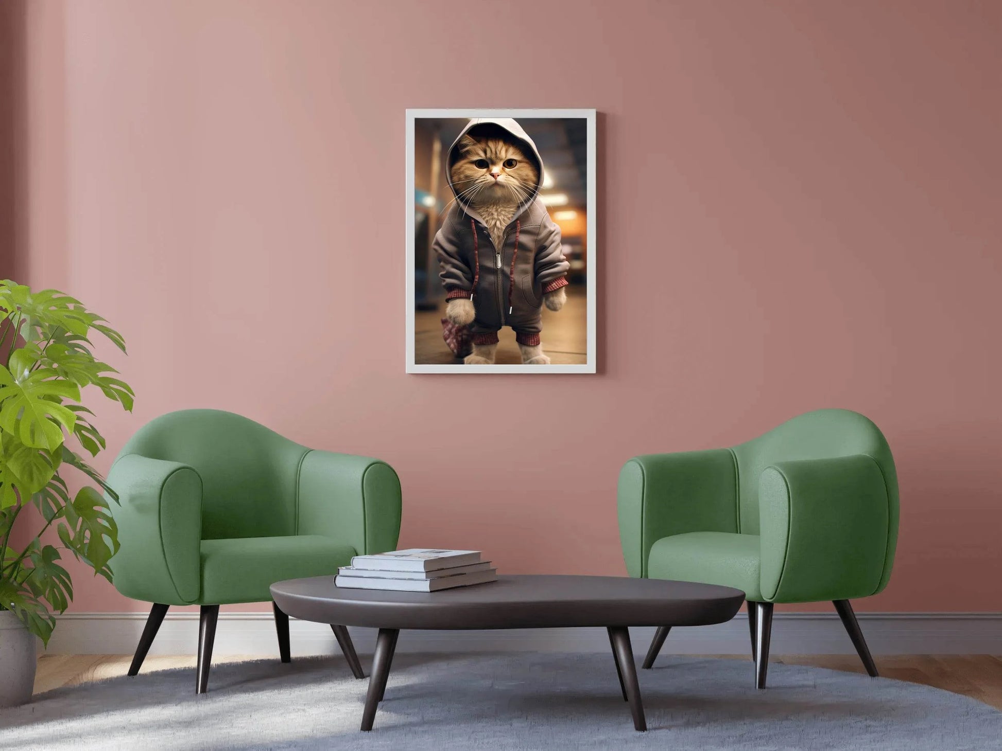 Cute Cat Wearing Jacket Animal Wall Art - beink online art store