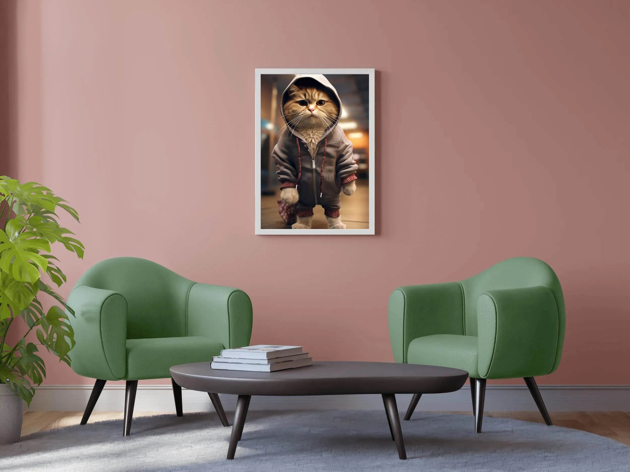 Cute Cat Wearing Jacket Animal Wall Art - beink online art store