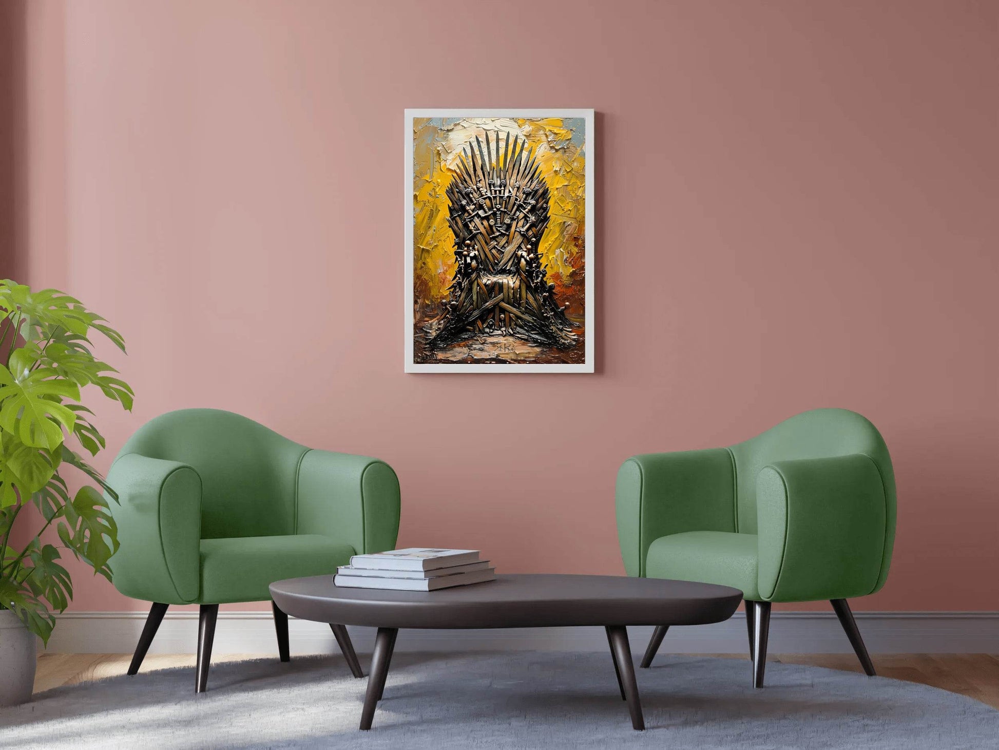 Painting Of A Chair Made Of Daggers And Swords Wall Art - beink online art store