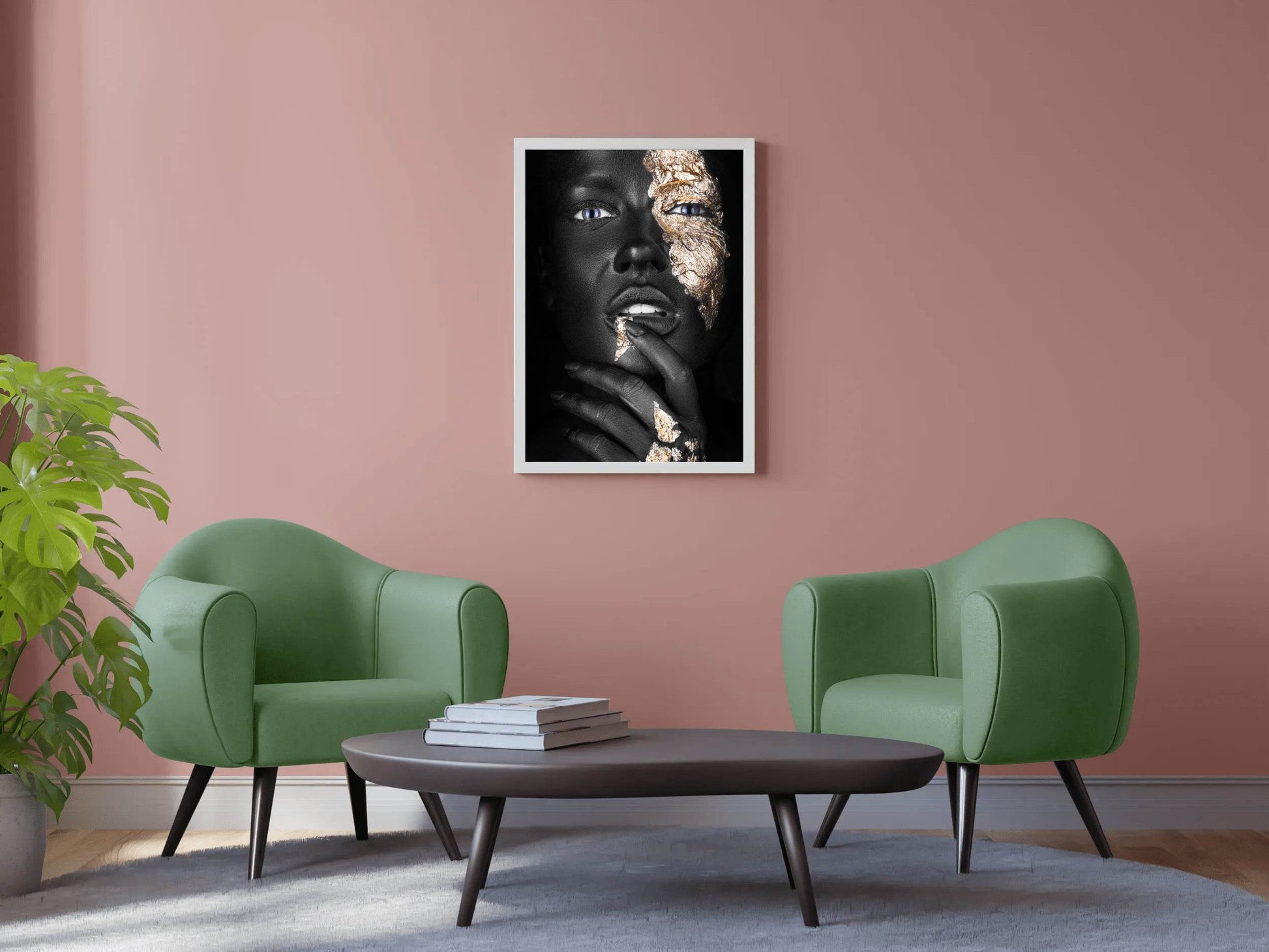 Dark Skinned Girl With Golden Makeup On Her Face Wall Art - beink online art store