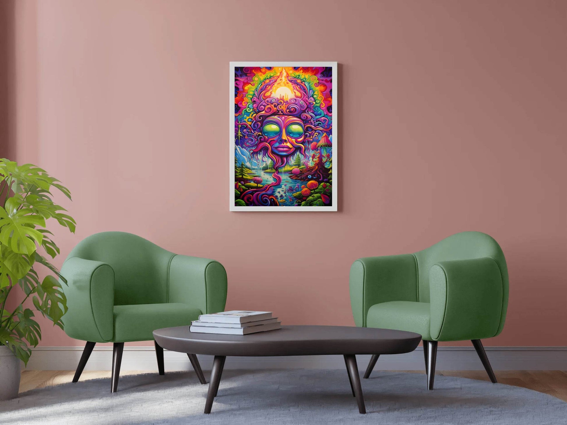 Painting of a Colorful Face Many Objects - beink online art store