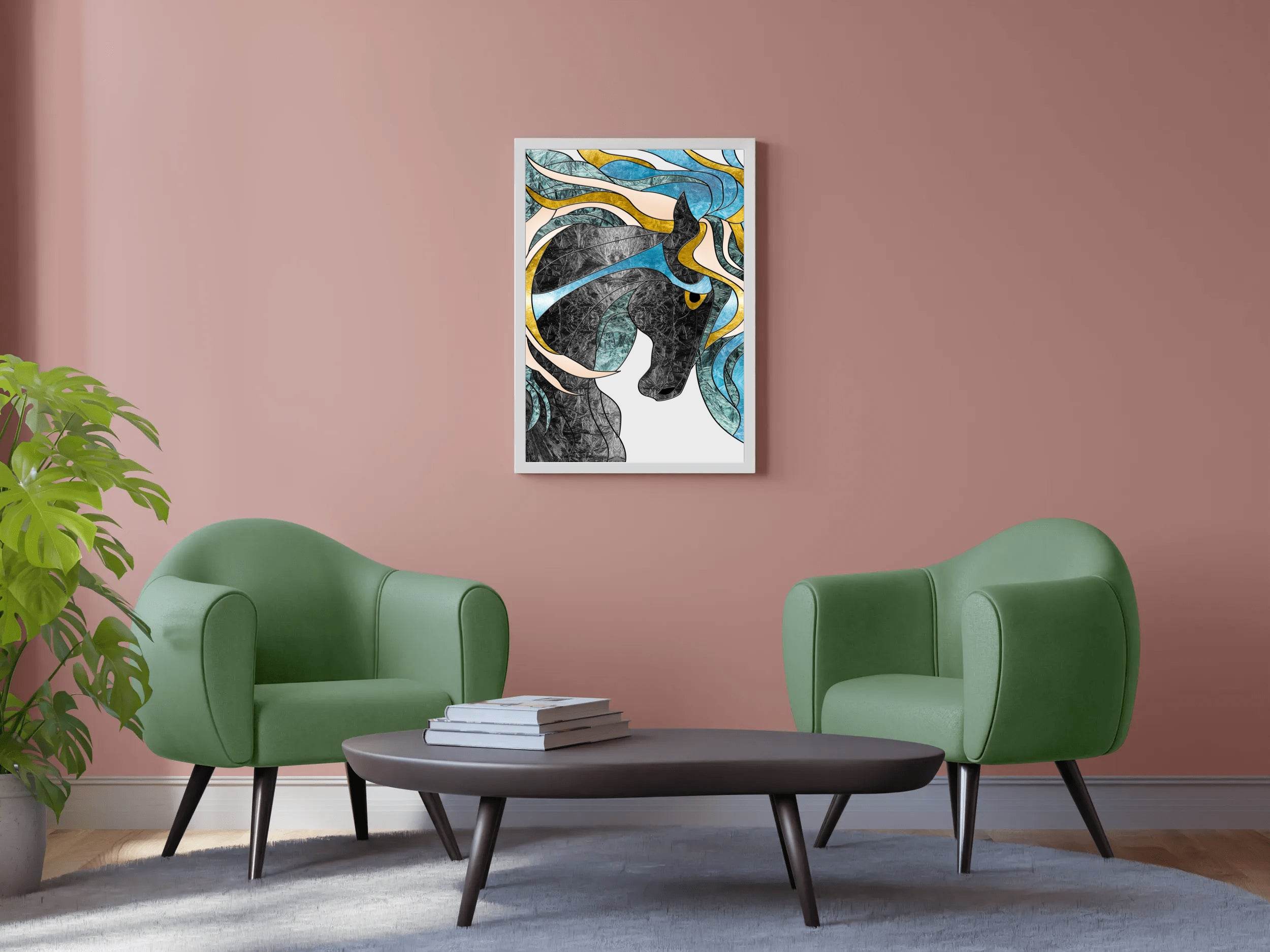 Stained Glass Stallion Modern Wall Art - beink online art store