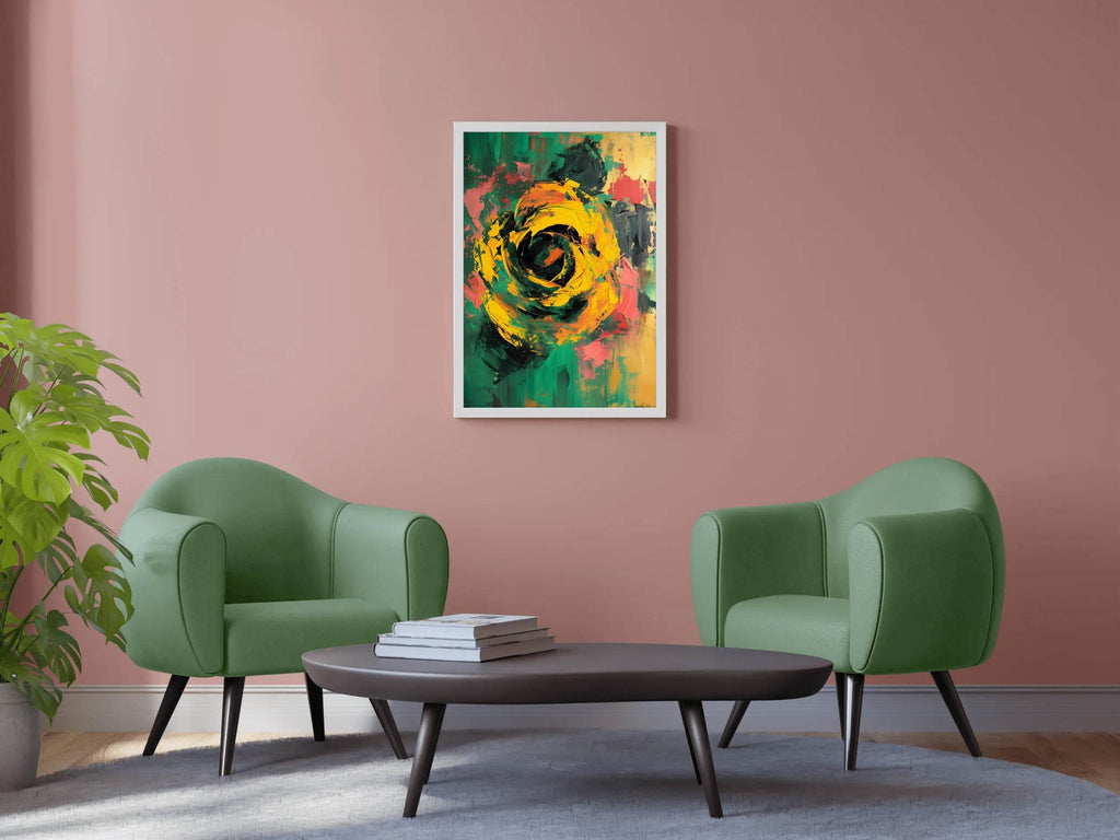 Yellow Rose Painting Wall Art - beink online art store