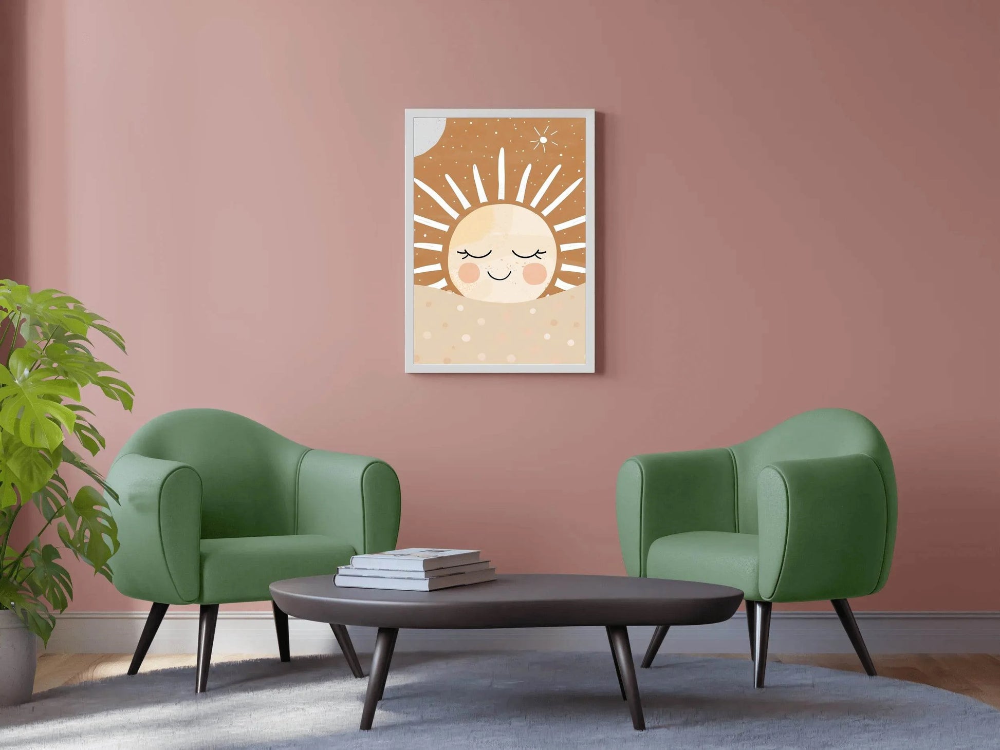 Smiling Face of Sleeping Cartoon Sun - beink online art store