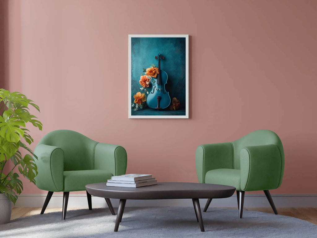 Classical Blue Violin Wall Art - beink online art store