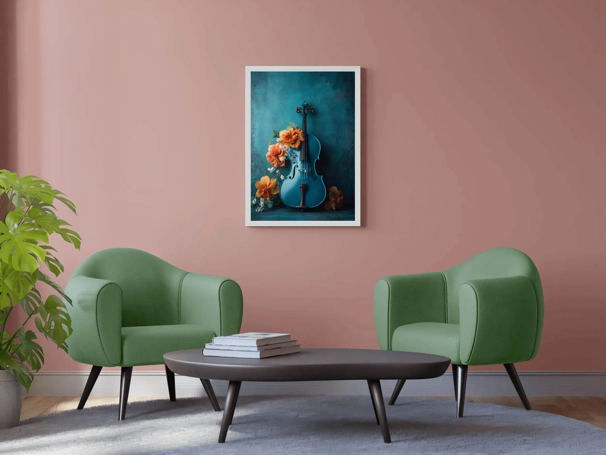 Classical Blue Violin Wall Art - beink online art store