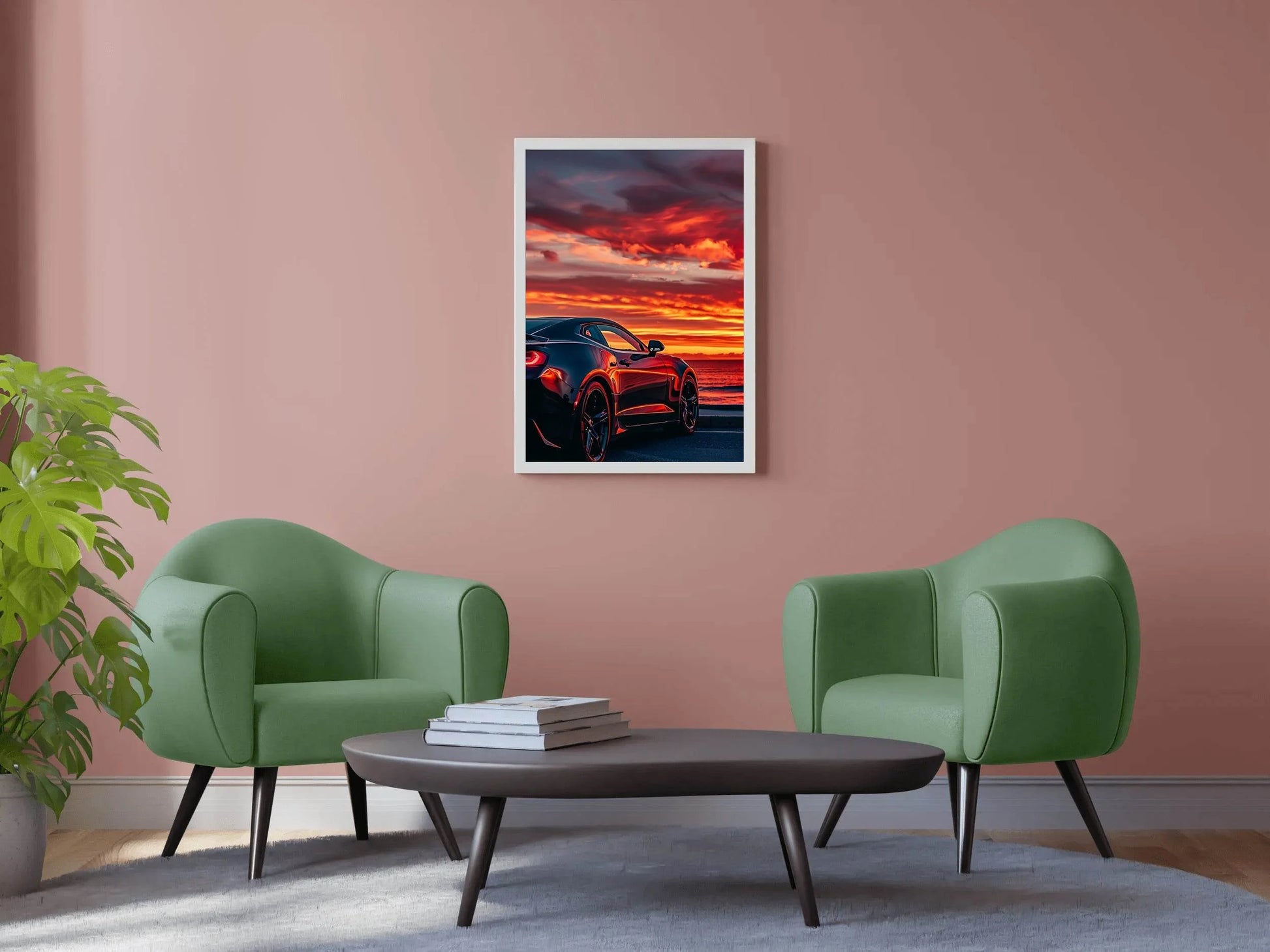 Black Camaro Sunset Wall Art - beink online art store