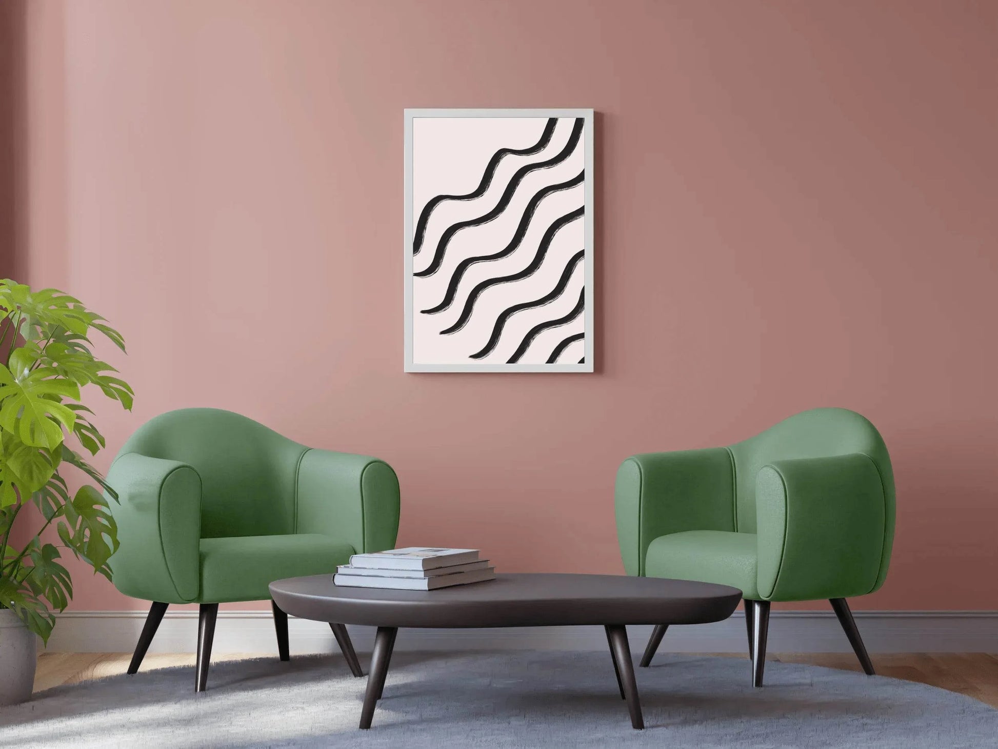 Black and White Wavy Lines Pattern Wall Art - beink online art store