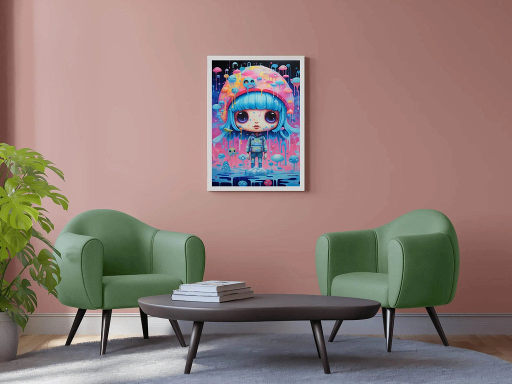 Fantasy Girl With Blue Hair Wall Art - beink online art store