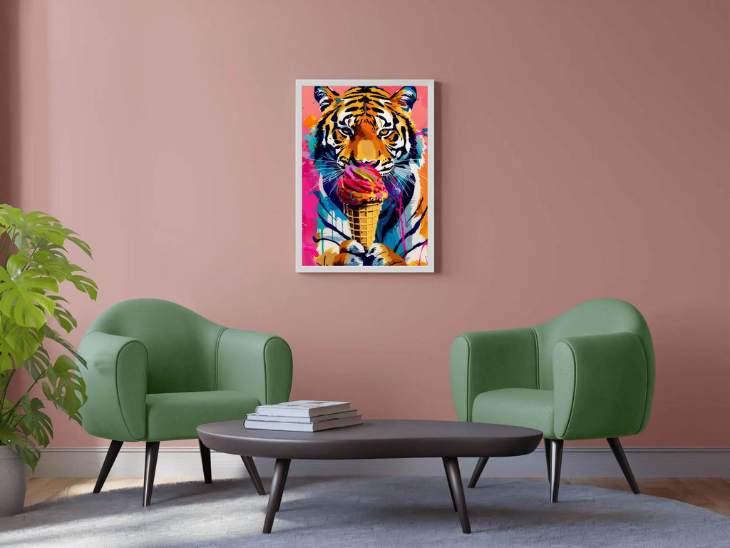 tiger eating ice cream Wall Art - beink online art store