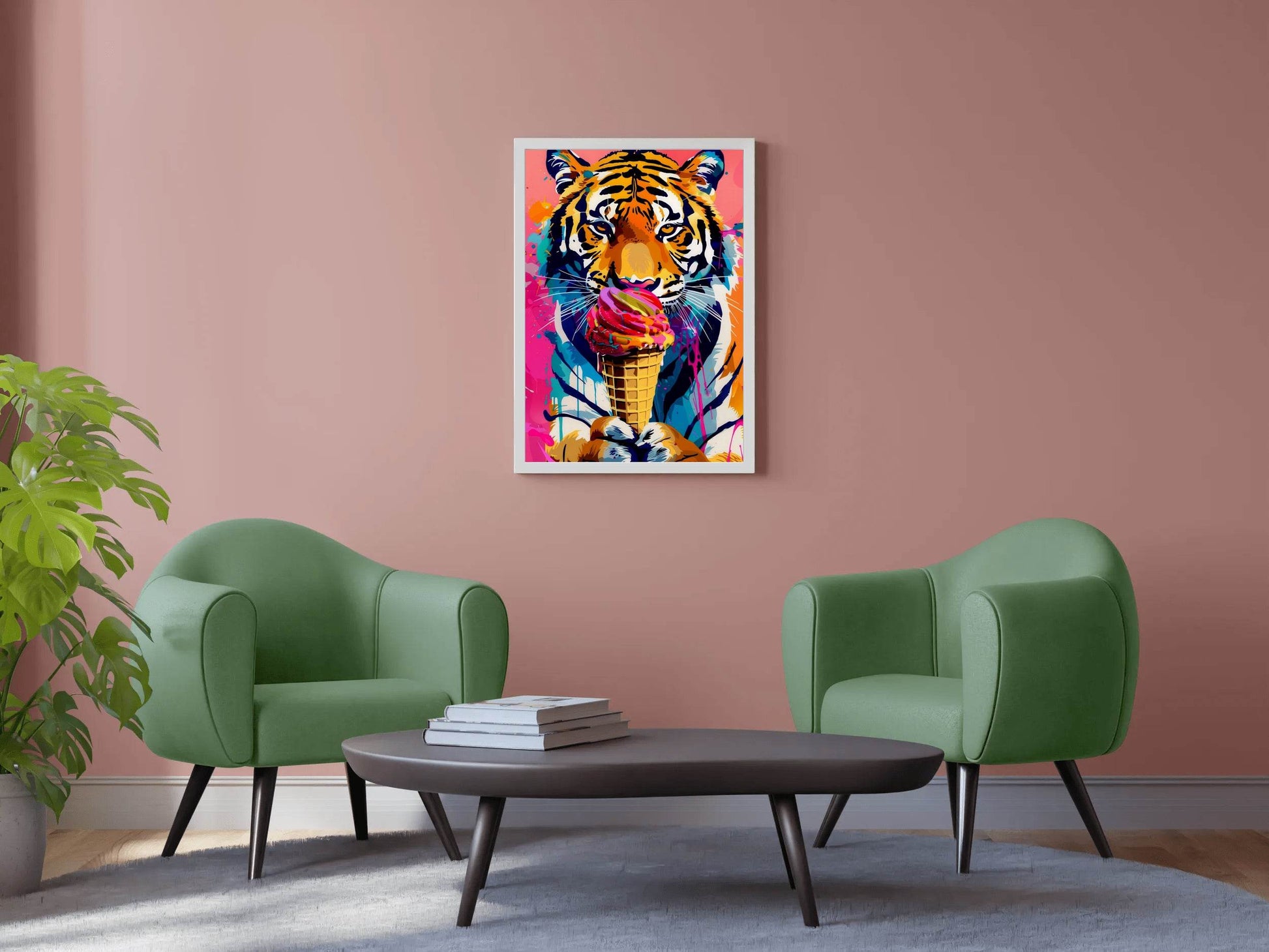 tiger eating ice cream Wall Art - beink online art store