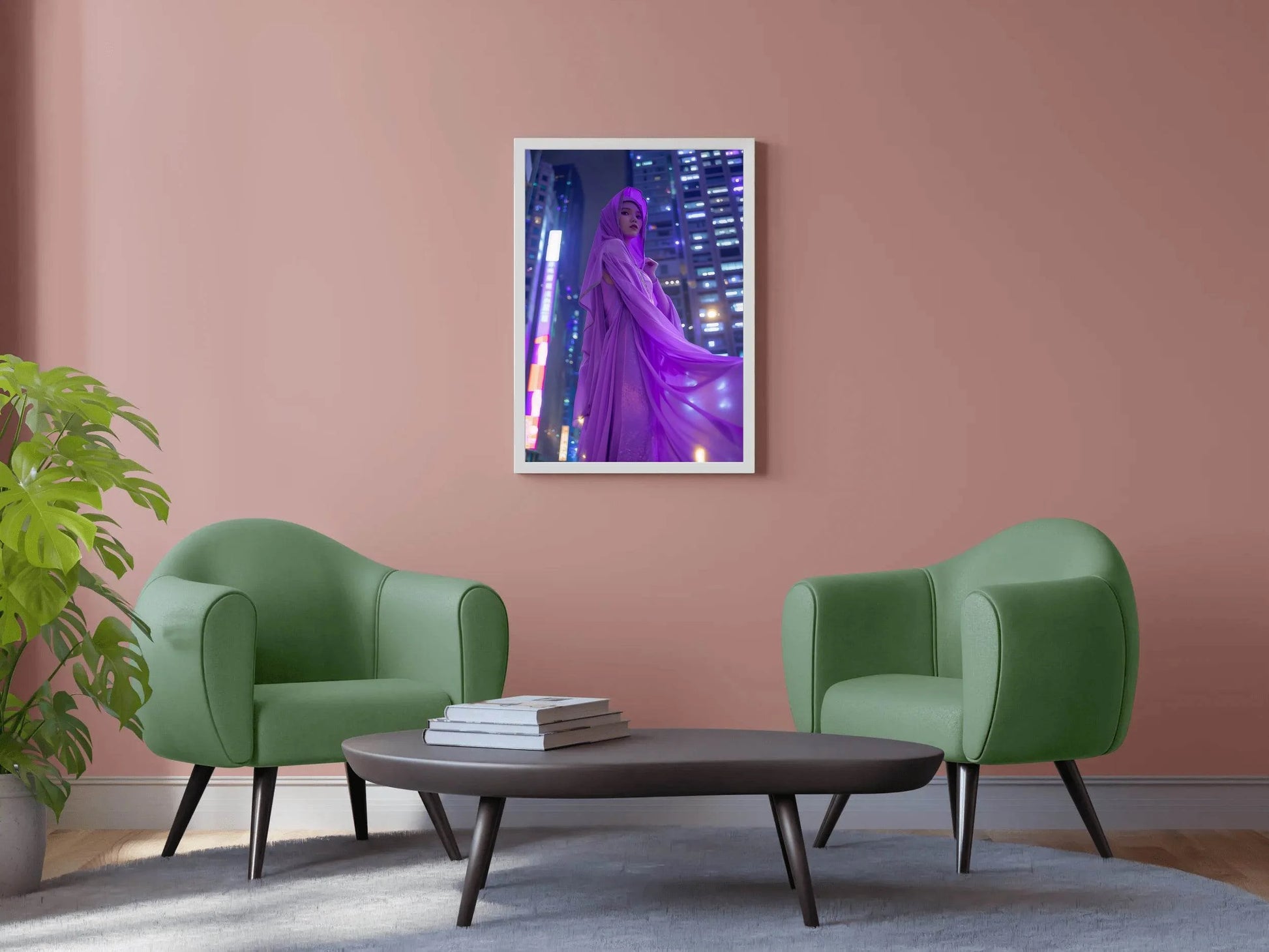 Purple Women Silk Dress Wall Art - beink online art store