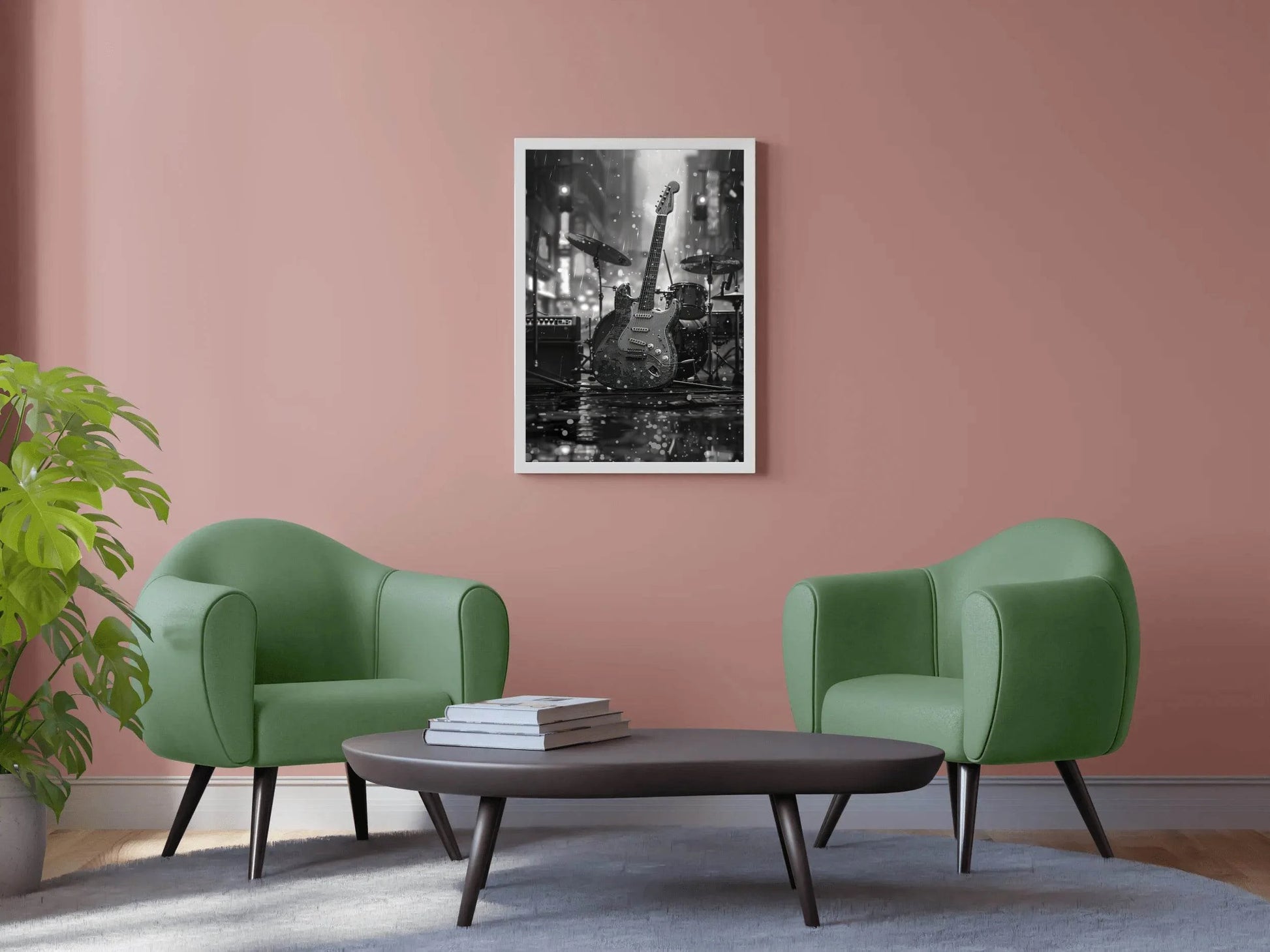 Guitar Left In The Rain Wall Art - beink online art store