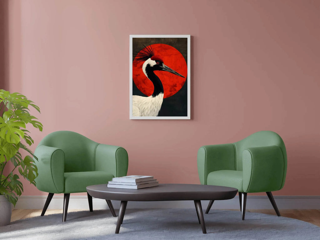 Black and Red Crane Wall Art - beink online art store