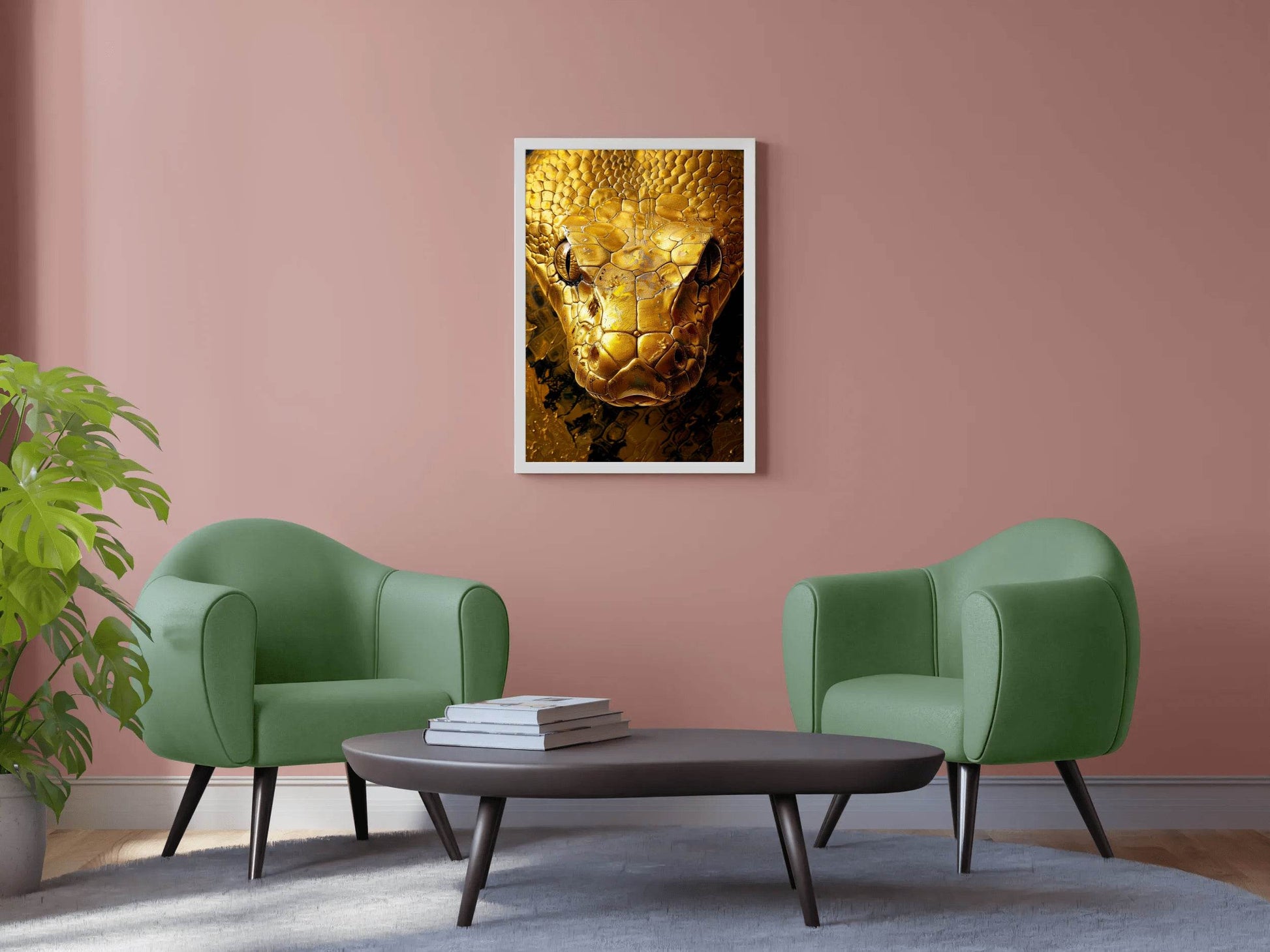 Golden Anaconda Snake Wall Art - beink online art store