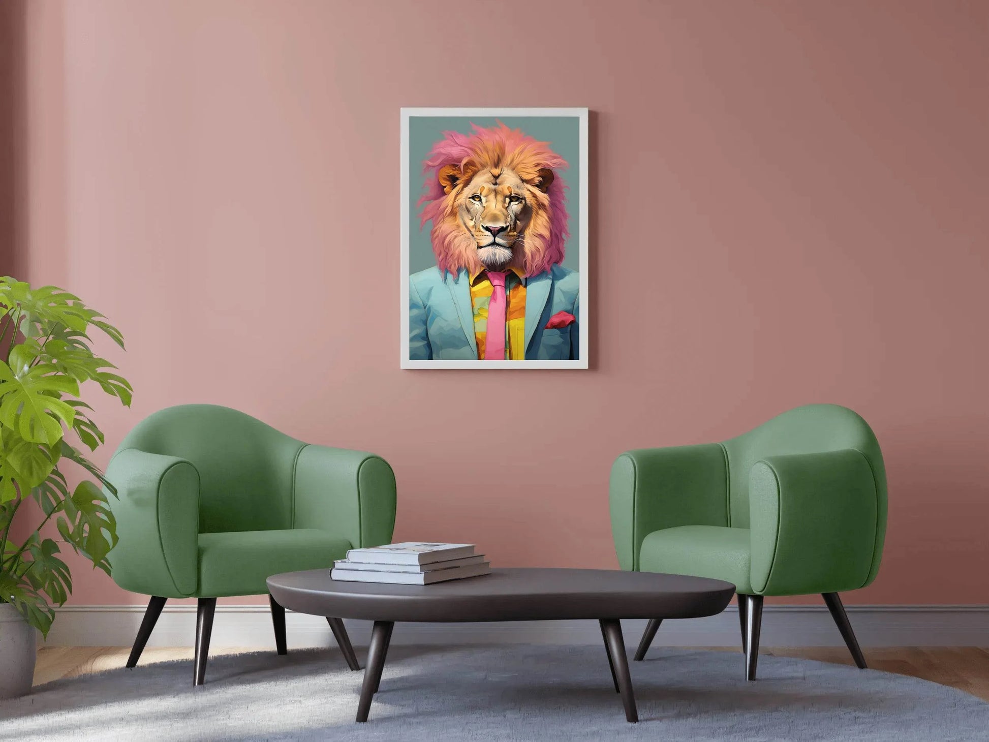 Colorful Painting of Lion Wearning Suit - beink online art store