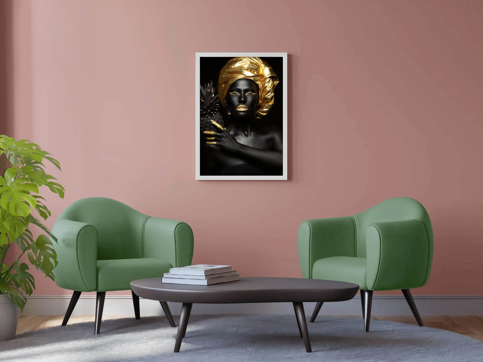 Black Woman With Golden Pineapple Wall Art - beink online art store