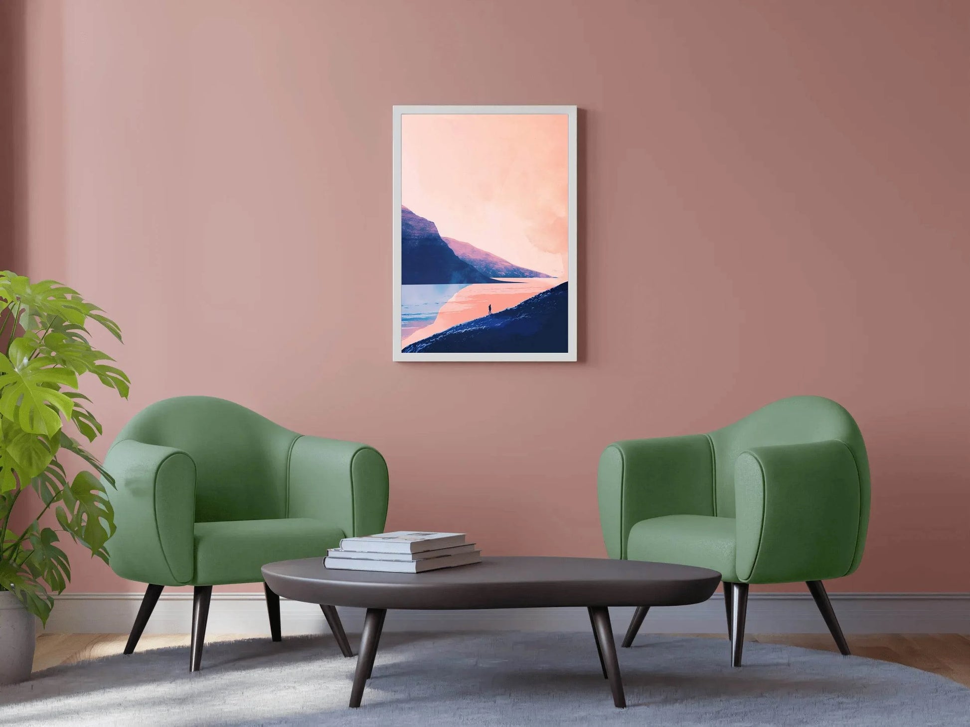 Lonely Wanderer in Pink Sunset Wall Art - beink online art store