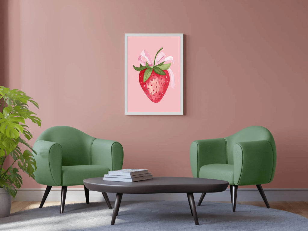 Watercolor Illustration of Ripe Red Strawberry Digital Art - beink online art store