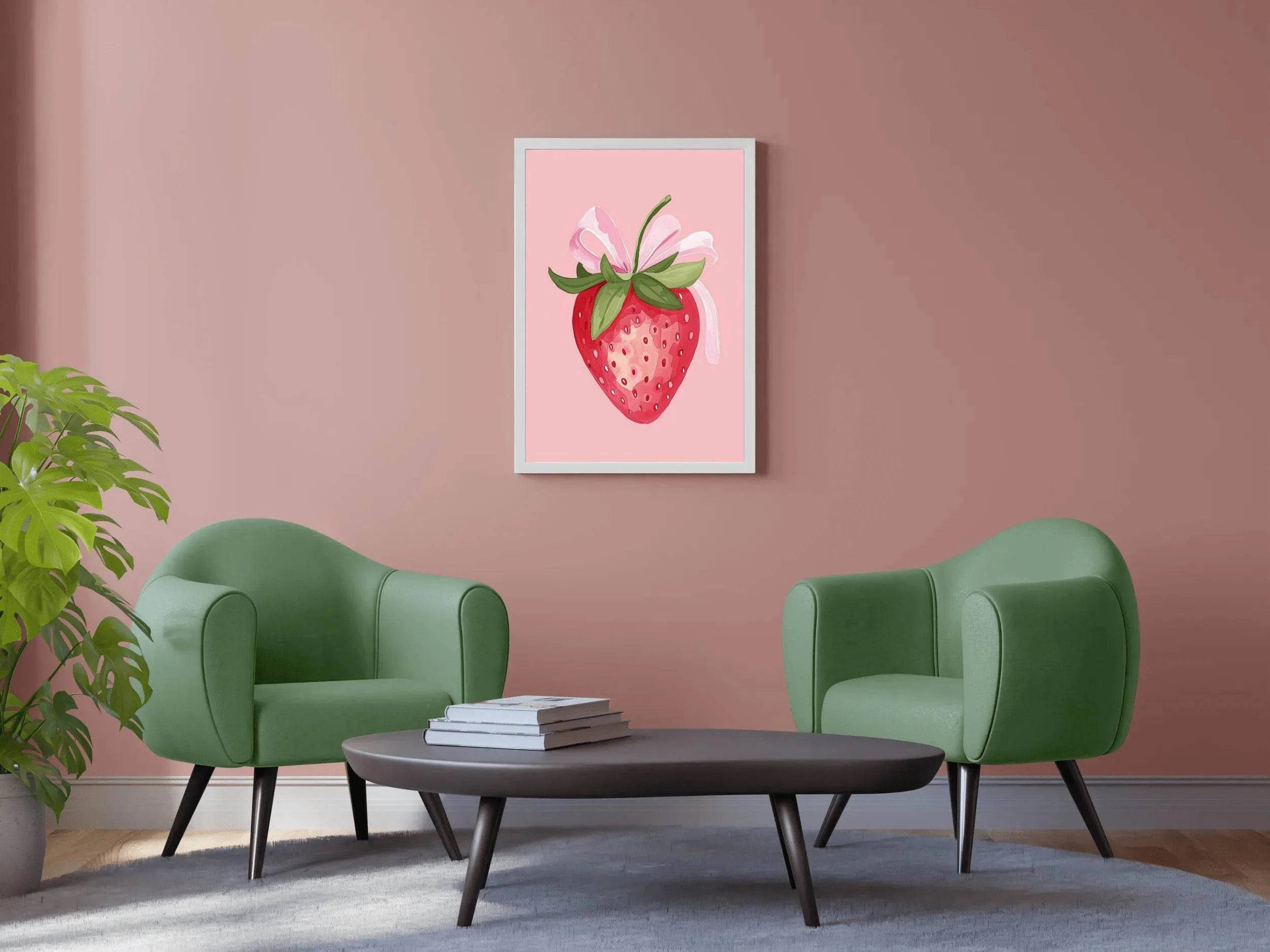 Watercolor Illustration of Ripe Red Strawberry Digital Art - beink online art store