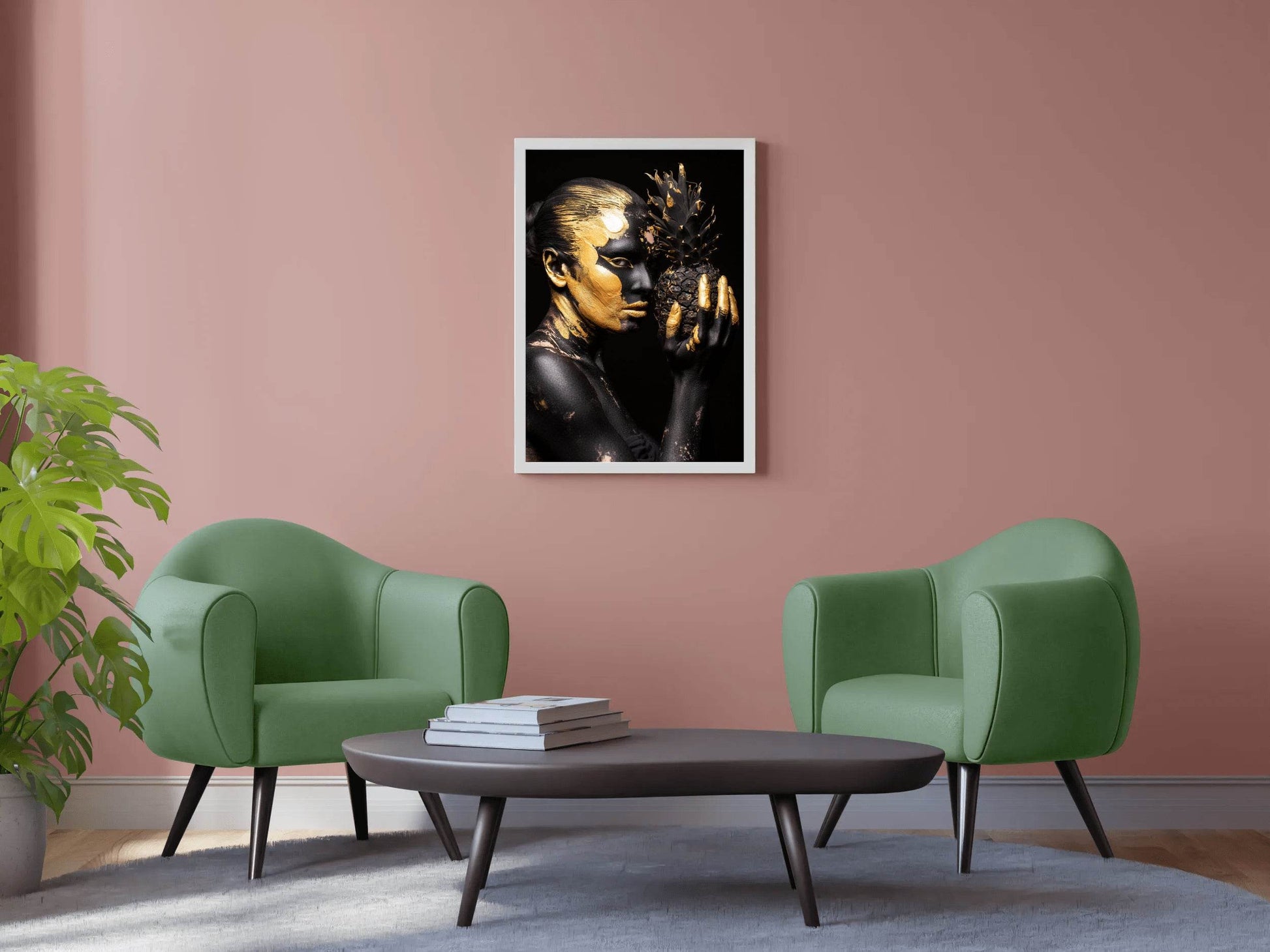 Portrait Young Woman With Golden Color Wall Art - beink online art store