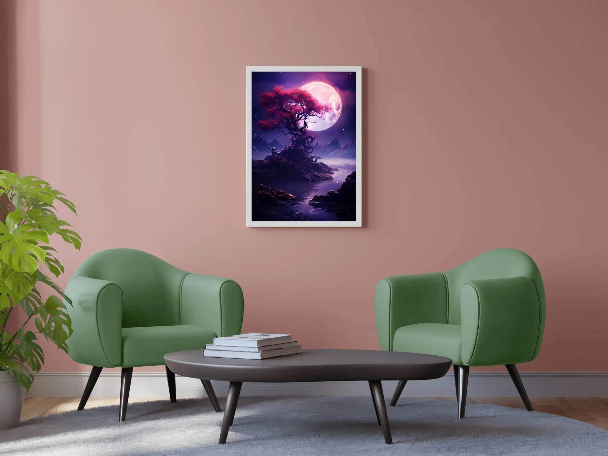 Sakura Tree In The Moonlight Wall Art - beink online art store