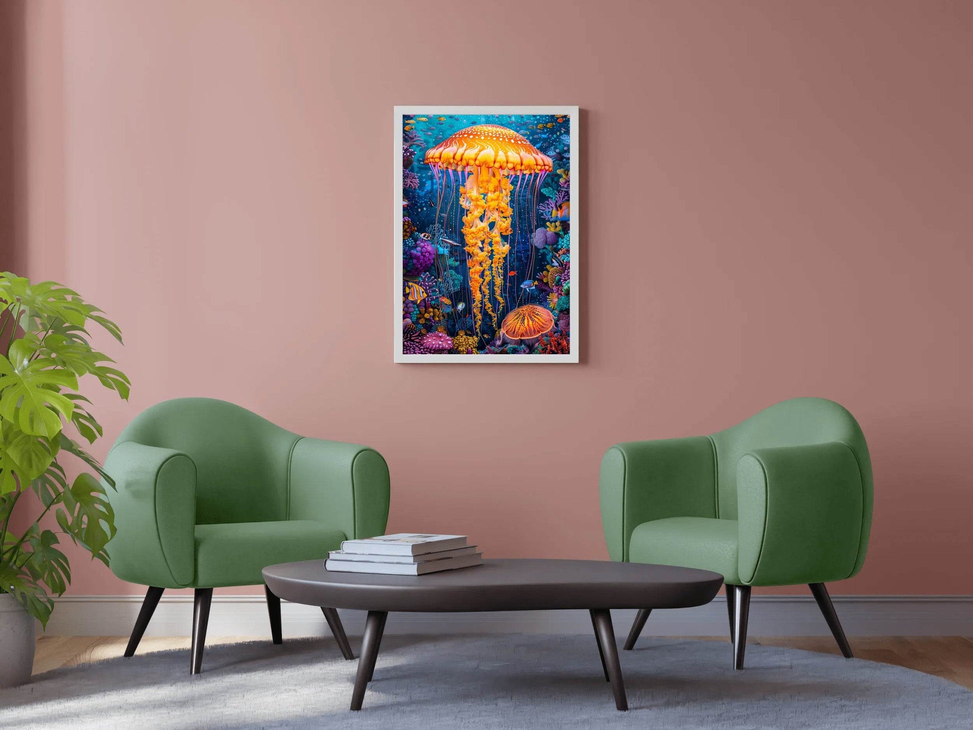 Jellyfish in the Colorful Coral Reef of the Seashore Wall Art - beink online art store