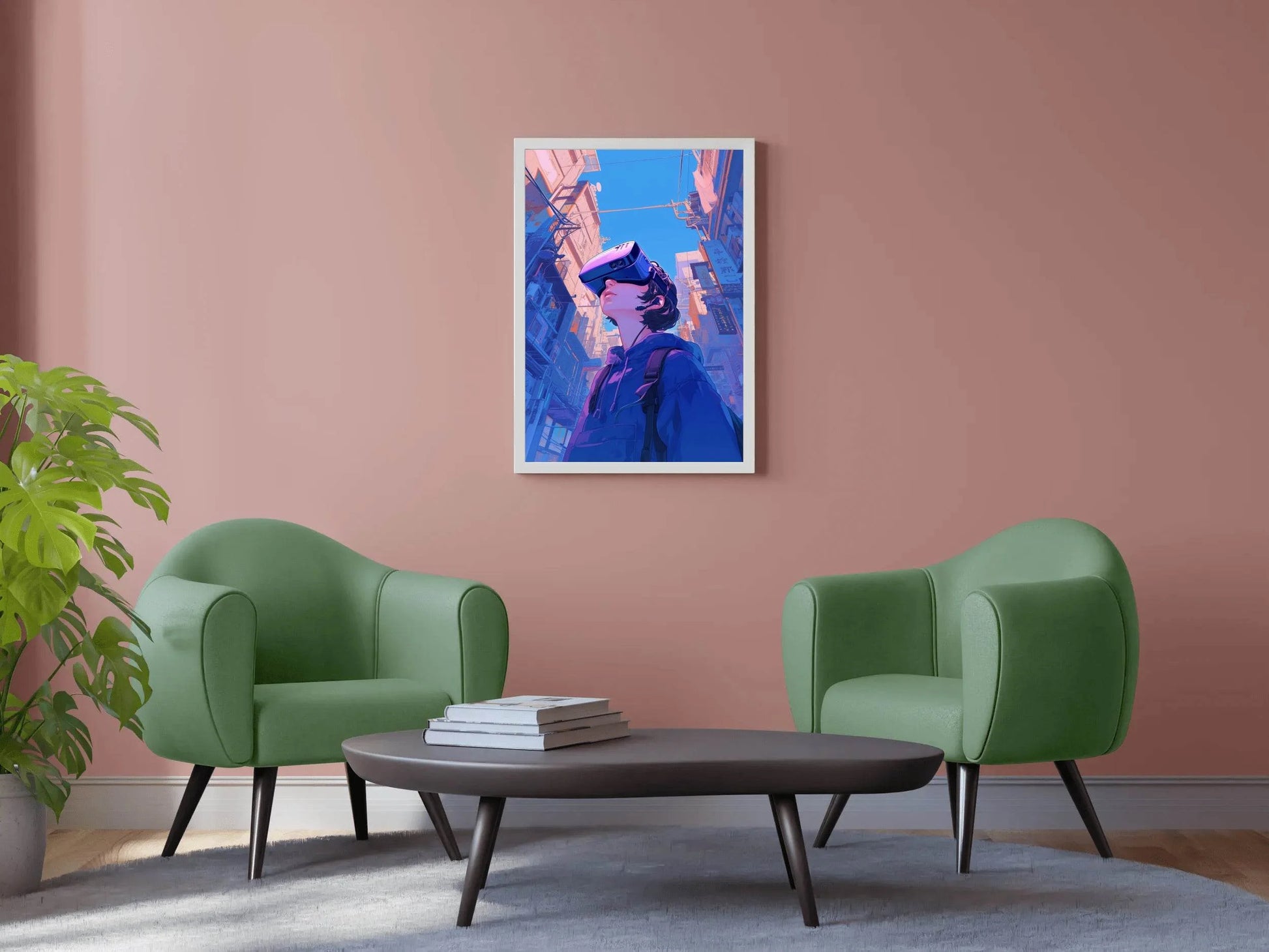Anime Character with Virtual Reality Glasses Wall Art - beink online art store