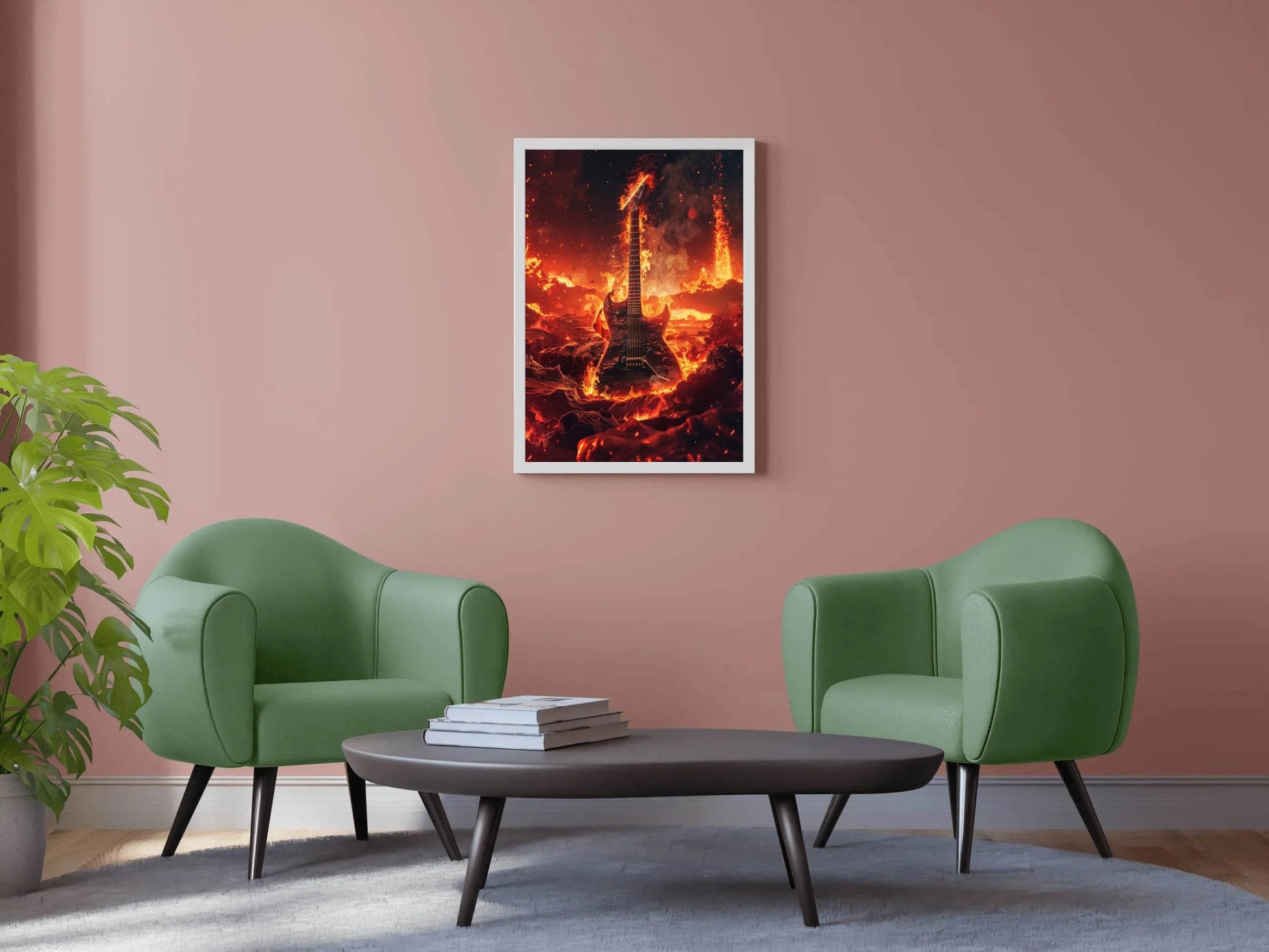 Fiery Rock Guitar Wall Art - beink online art store