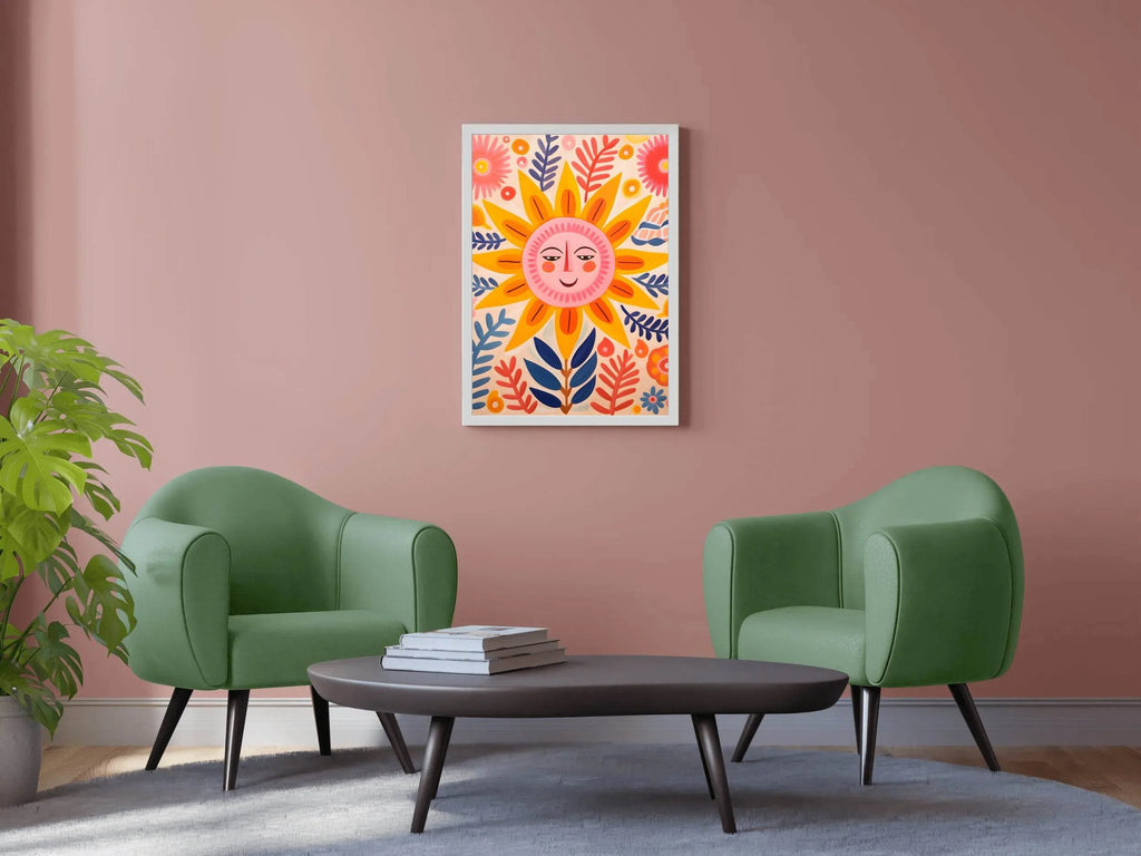 Drawing of Smiling Sun Wall Art - beink online art store