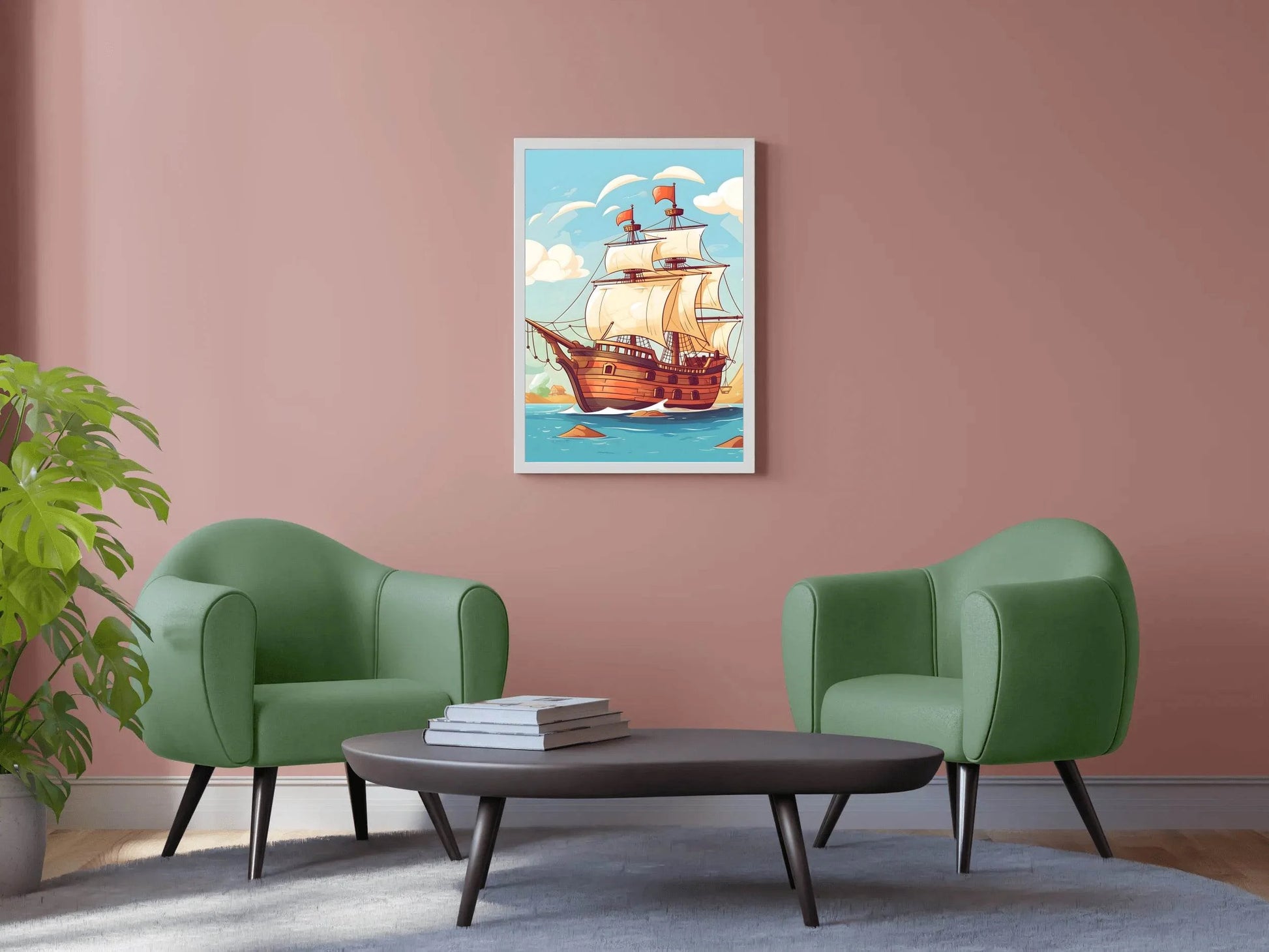 Cartoonish Illustration of Pirates Ship - beink online art store