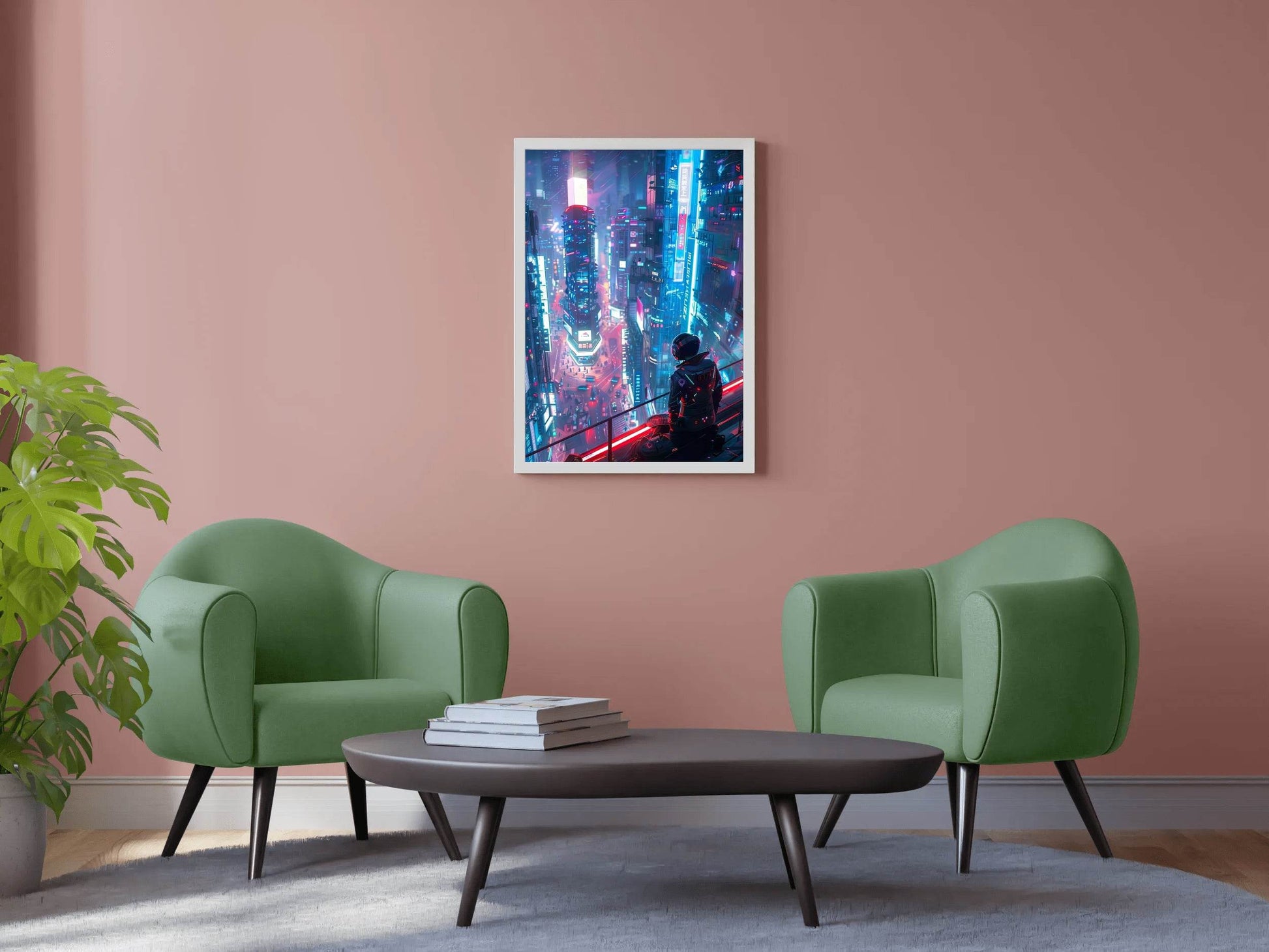 Cyberpunk City Street Neon Lights Wall Art - beink online art store