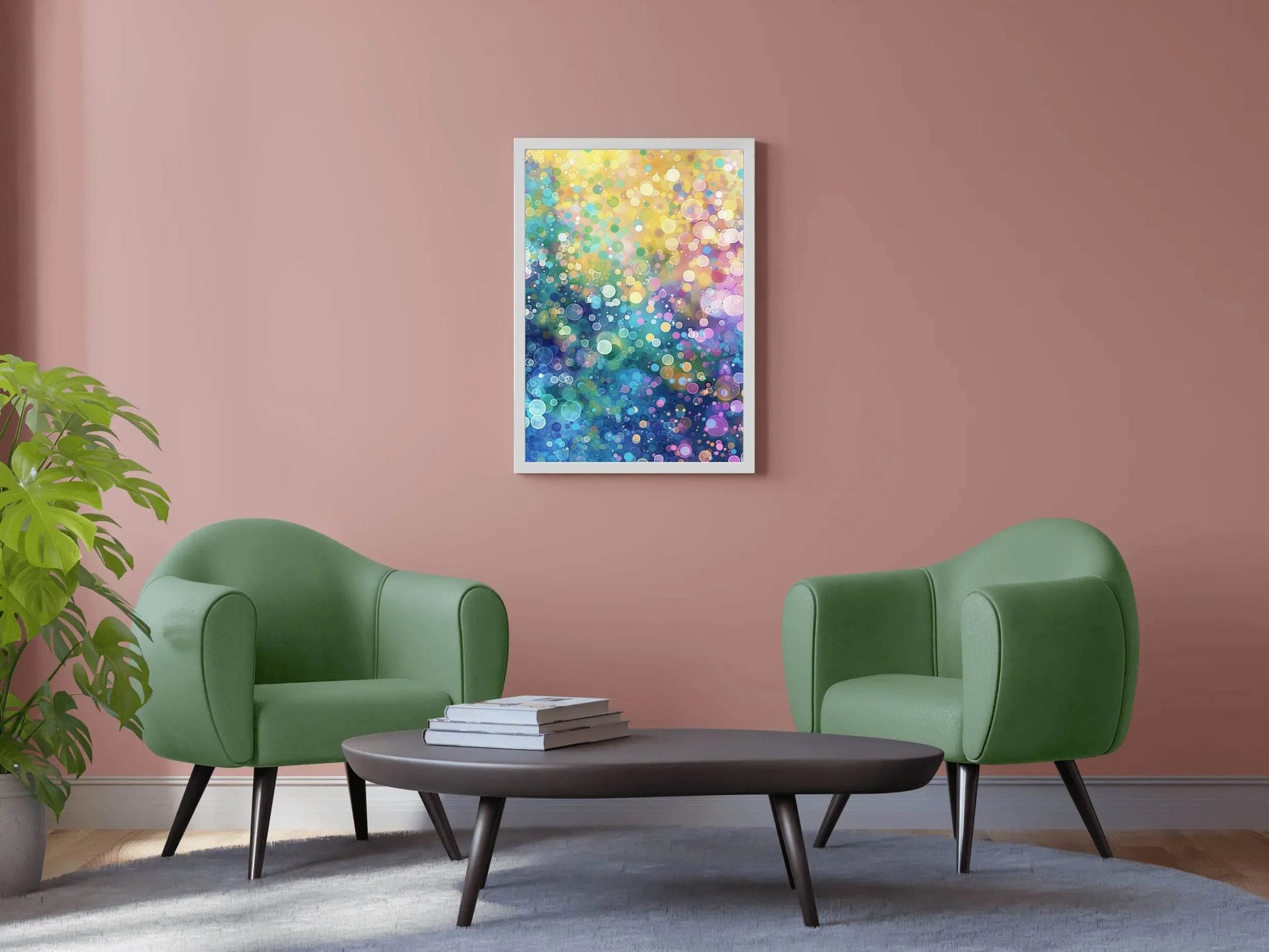 Colorful Neon Dots Digital Art - beink online art store