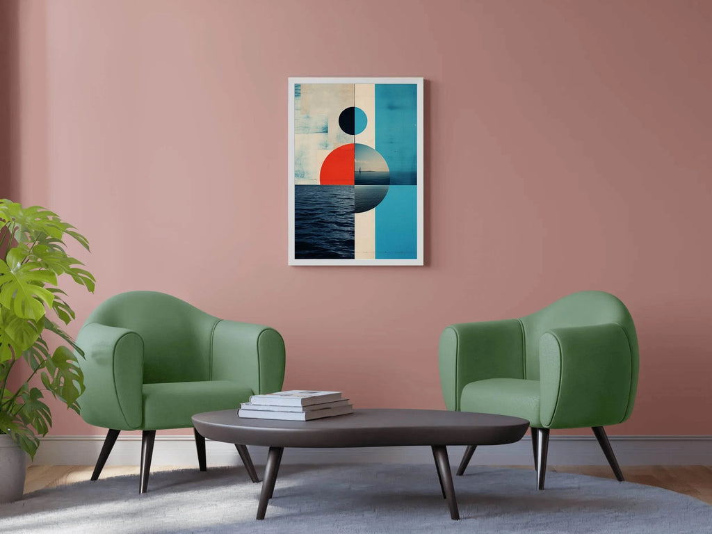 Creative Geometric Shapes With Sea Abstract Wall Art - beink online art store