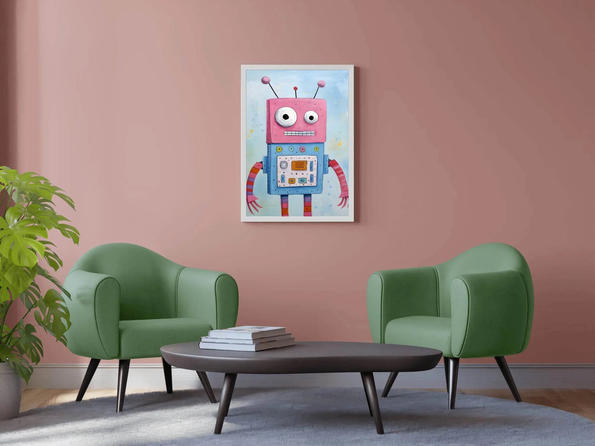 Pink Face Toy Robot Wall Art - beink online art store