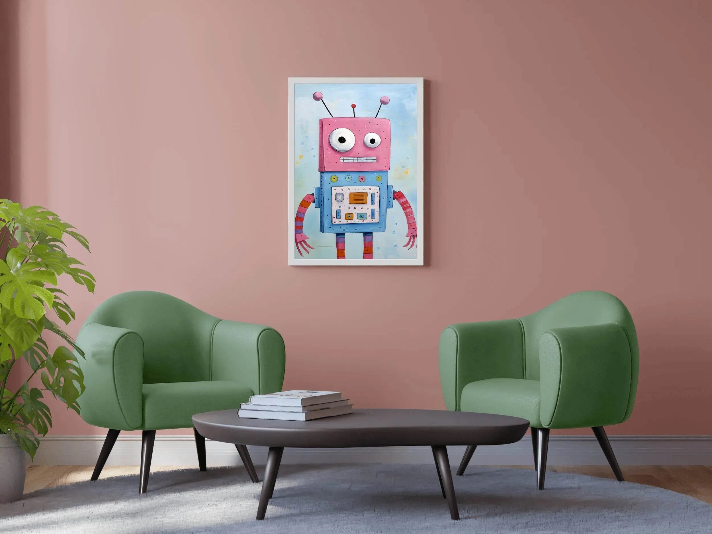 Pink Face Toy Robot Wall Art - beink online art store