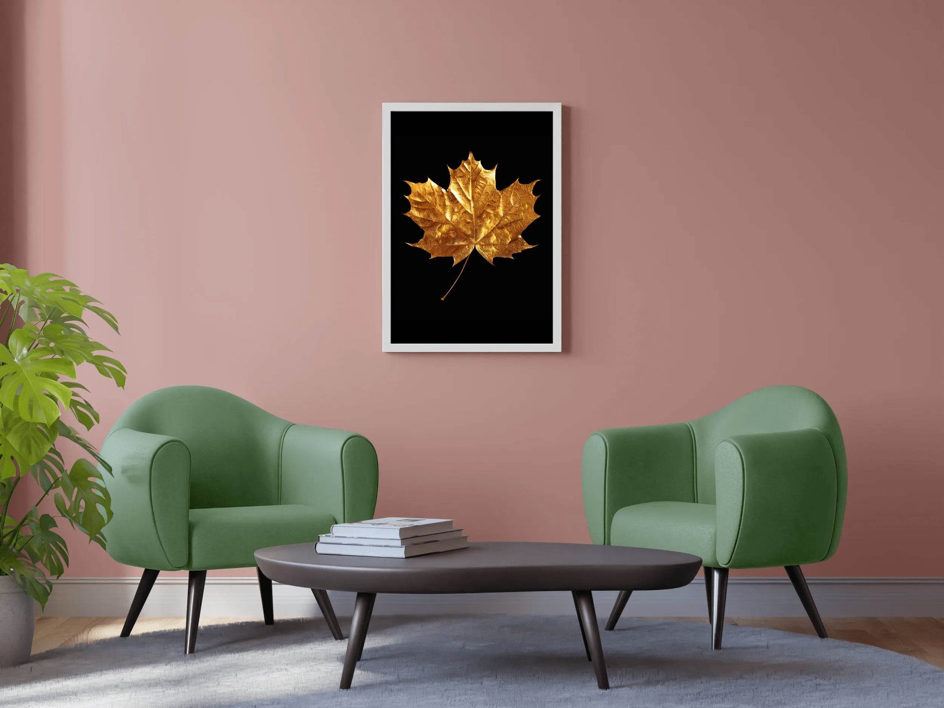 Golden Plantain Leaf Wall Art - beink online art store