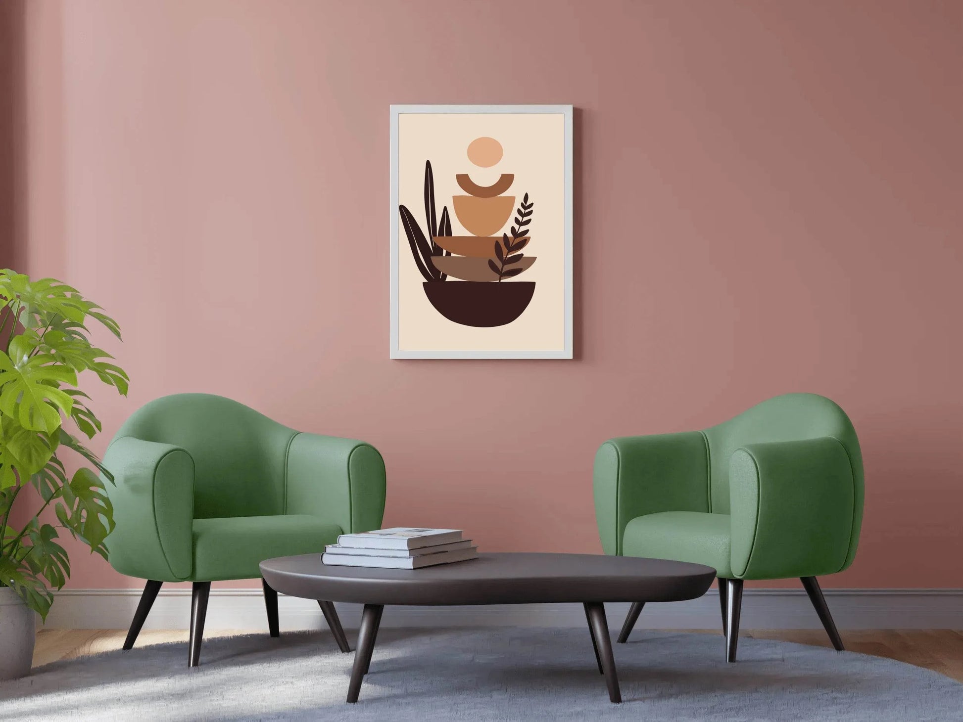 Abstract Botanical Art With Stacked Shapes ArtWork - beink online art store