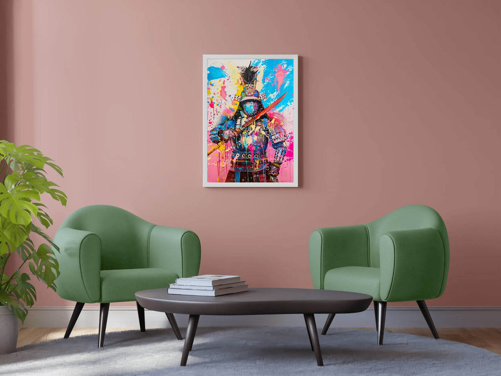 Futuristic Samurai Warrior in Vibrant Colors Wall Art - beink online art store